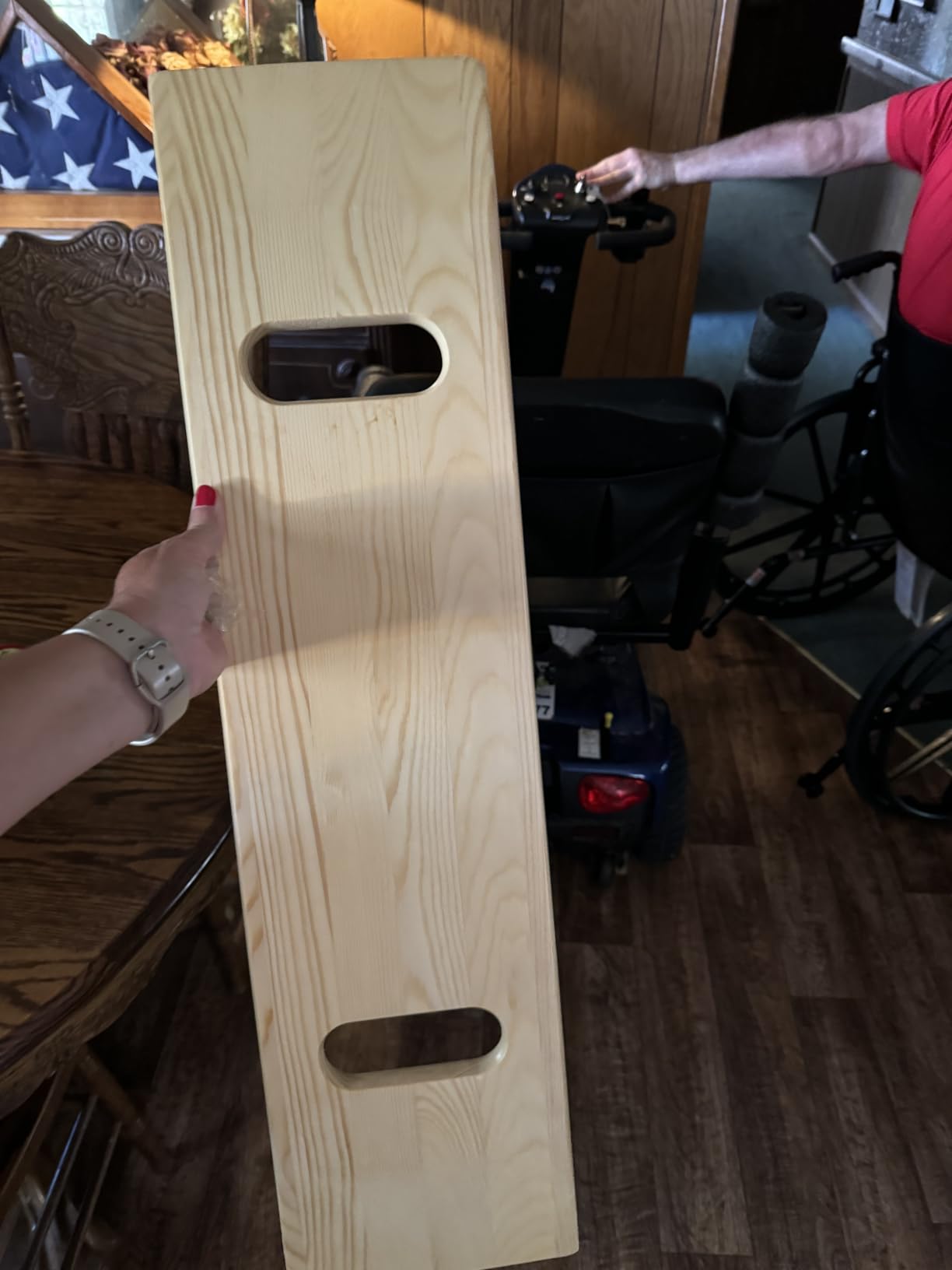 DMI Transfer Board and Slide Board, FSA Eligible, Made of Heavy-Duty Wood for Patient, Senior and Handicap Move Assist and Slide Transfers, Holds up to 440 Pounds, 2 Cut out Handles, 30 x 8 x 1 customer photo 2