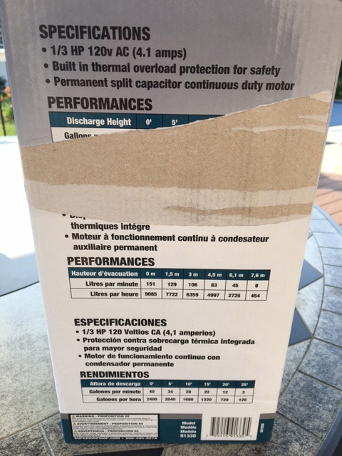 Superior Pump 91330 2400GPH Thermoplastic Submersible Utility Pump with 10-Foot Cord, 1/3 HP customer photo 1