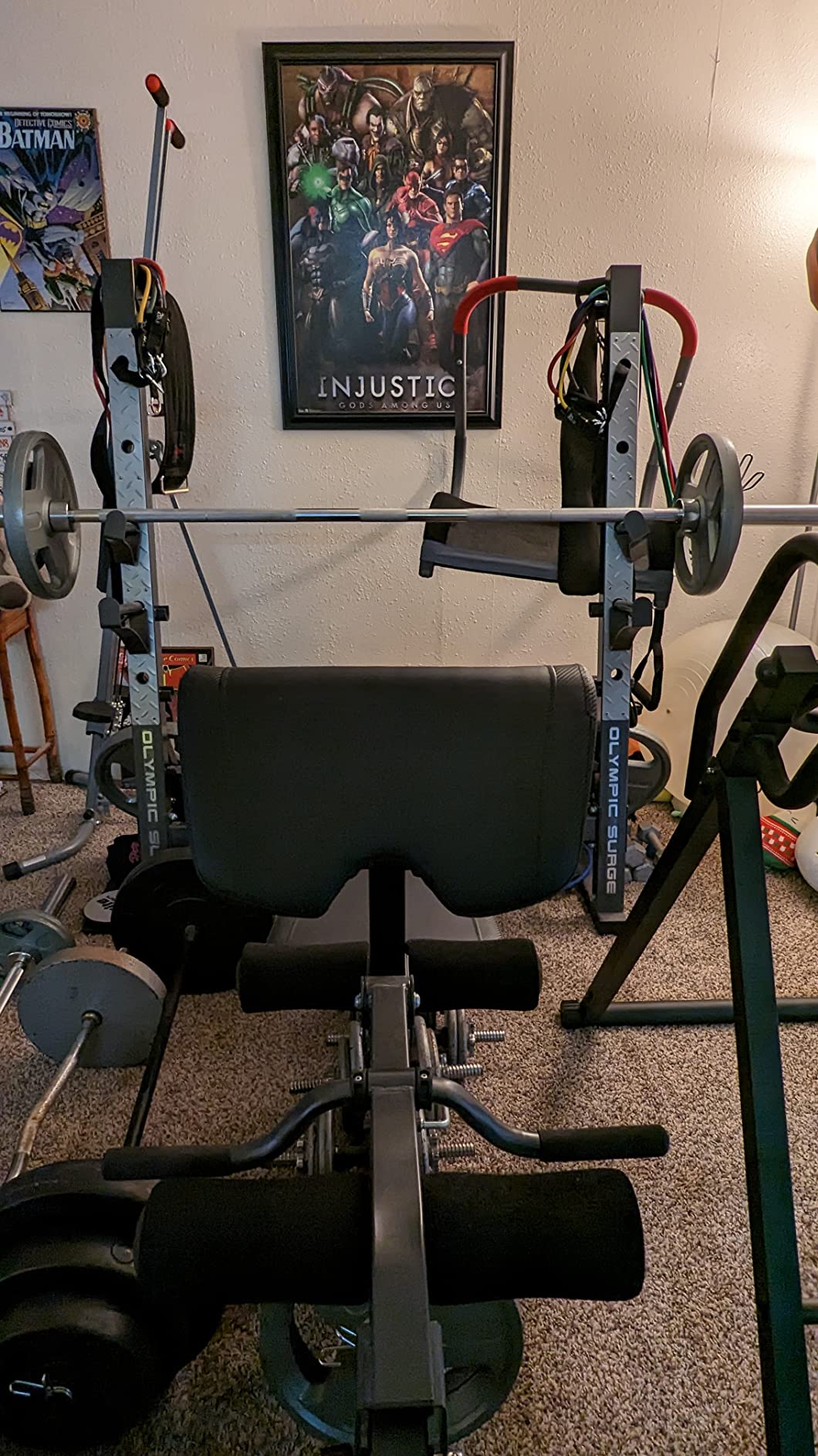 Marcy Olympic Workout Bench for Home Gym Strength Training Equipment with Preacher Curl Pad and Weight Rack Storage, White/Black customer photo 2