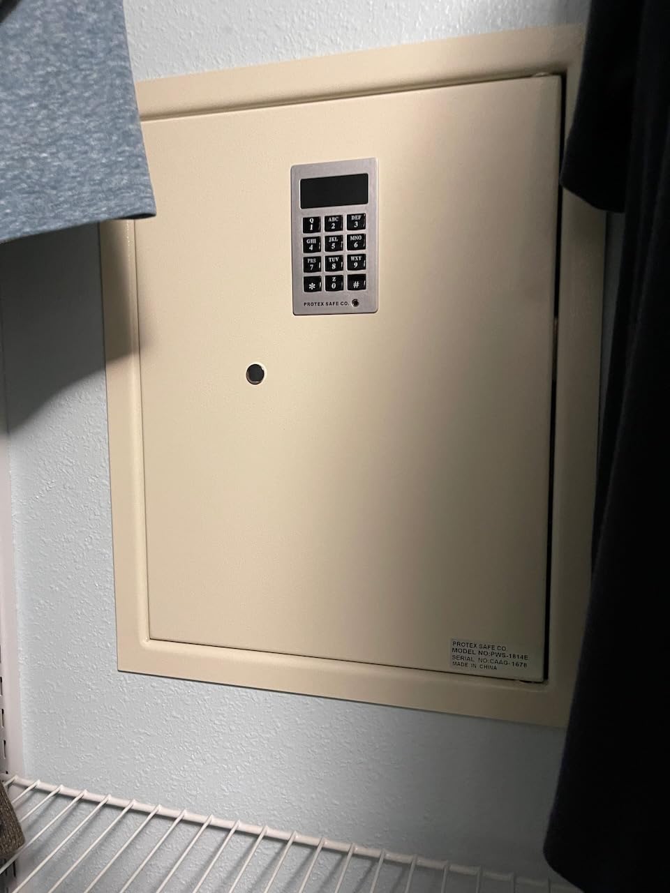 Protex Safe Electronic Keypad Wall Safe (PWS-1814E), Burglary Resistant wall safe, digital electronic locking system, velvet interior, automatic door opening, 2 Removable shelves customer photo 2