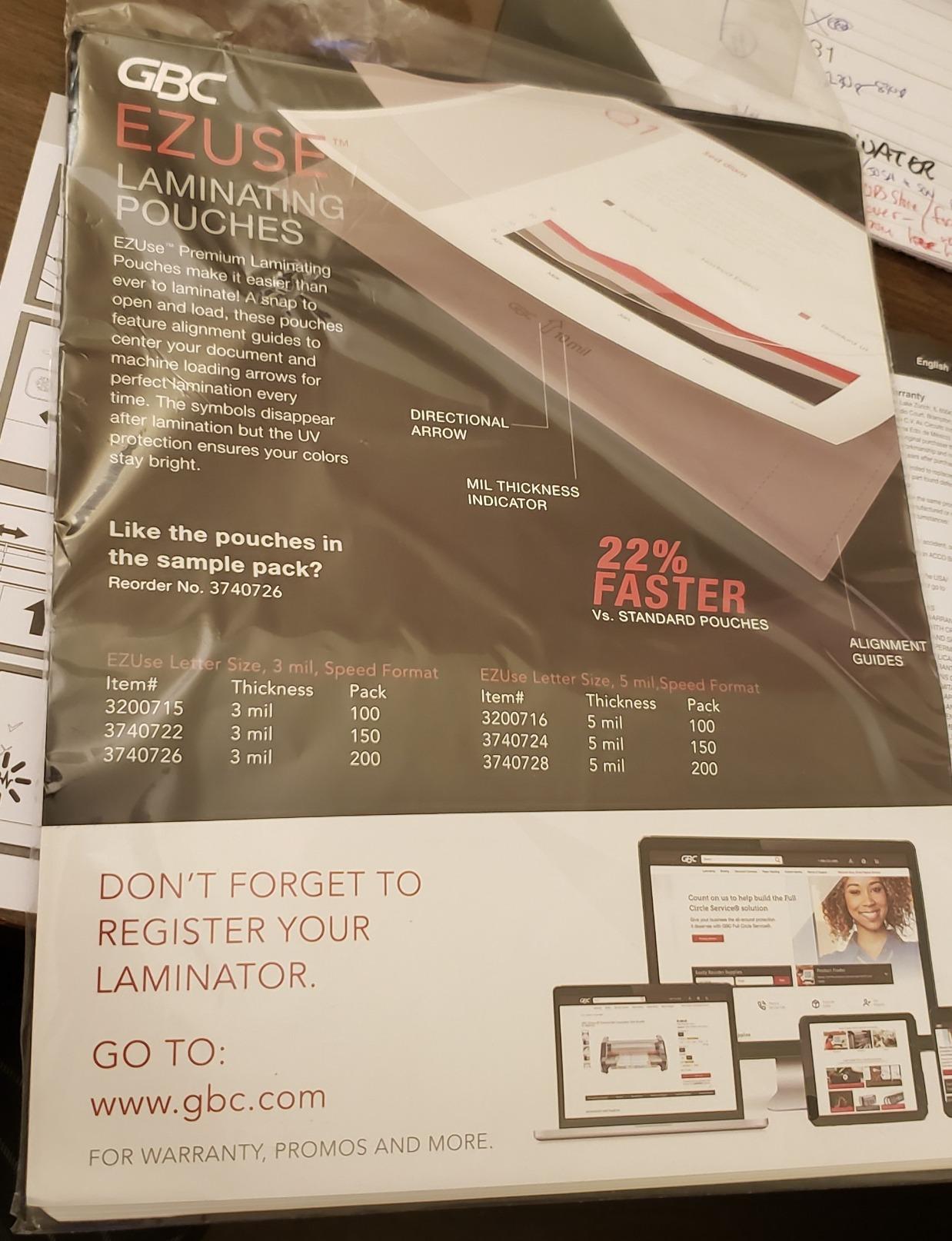 GBC Thermal Laminator Machine, Fusion 3000L, 12 Inch, 1 Min Warm-up, 3 or 5 Mil, with 30 EZUse Laminating Pouches (1703075) customer photo 2