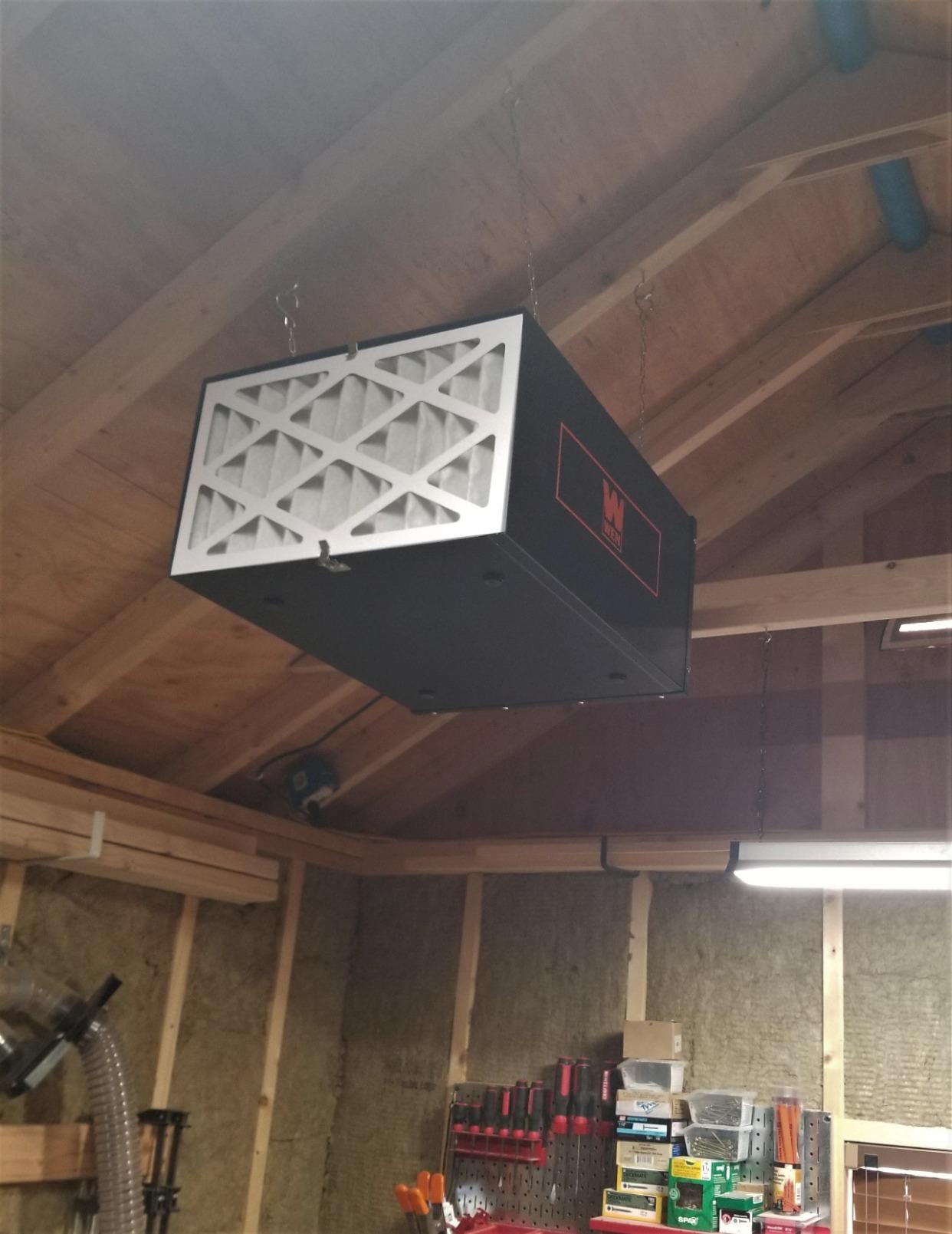WEN 3410 3-Speed Remote-Controlled Air Filtration System (300/350/400 CFM), Basic w/ RF Remote (400 CFM) , Black customer photo 2