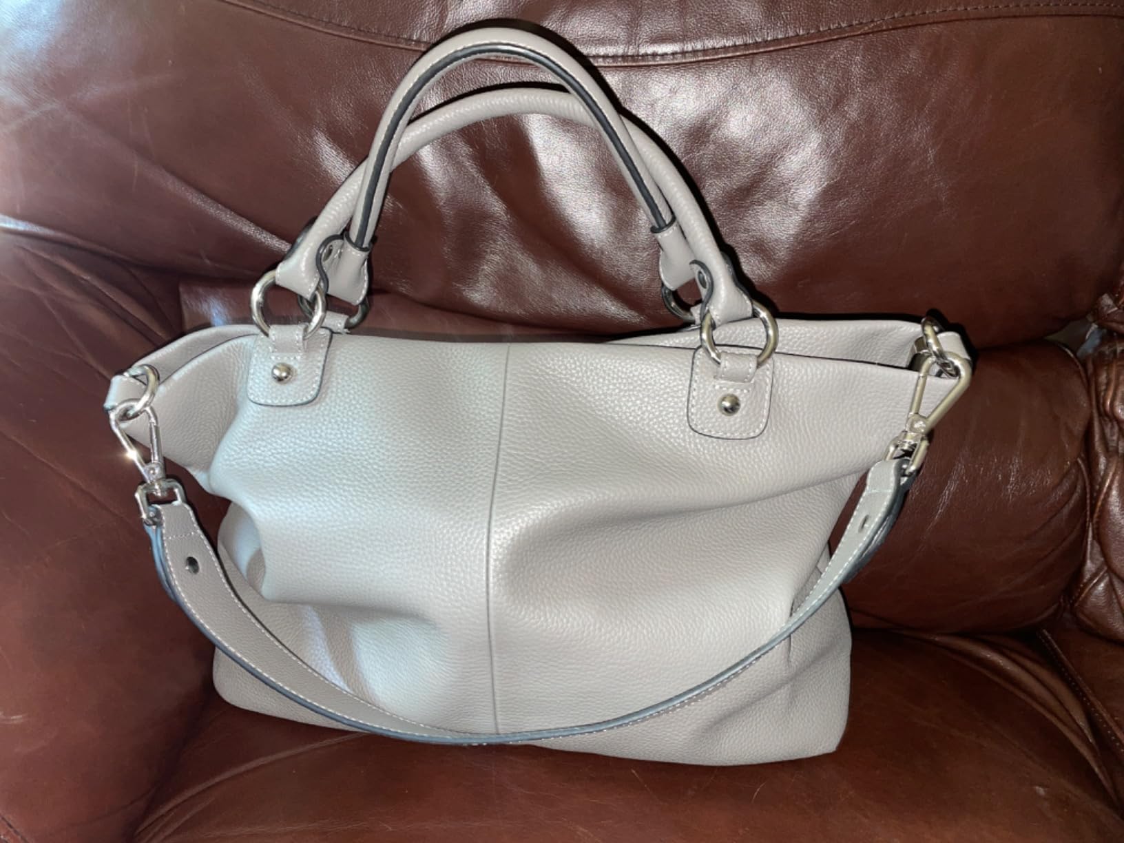 Kattee Genuine Leather Tote Purse for Women, Top Handle Satchel | Soft genuine leather tote with roomy storage and versatile carry for work, shopping, and travel. customer photo 1