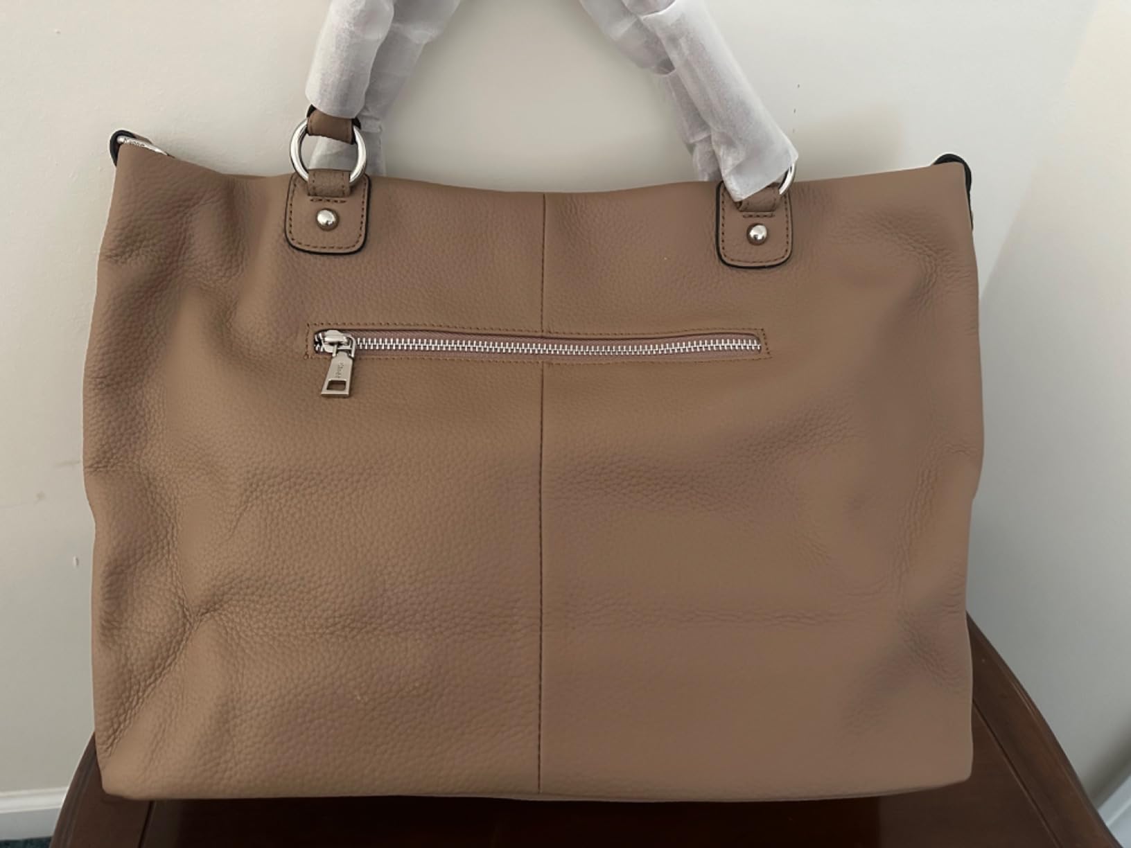 Kattee Genuine Leather Tote Purse for Women, Top Handle Satchel | Soft genuine leather tote with roomy storage and versatile carry for work, shopping, and travel. customer photo 2