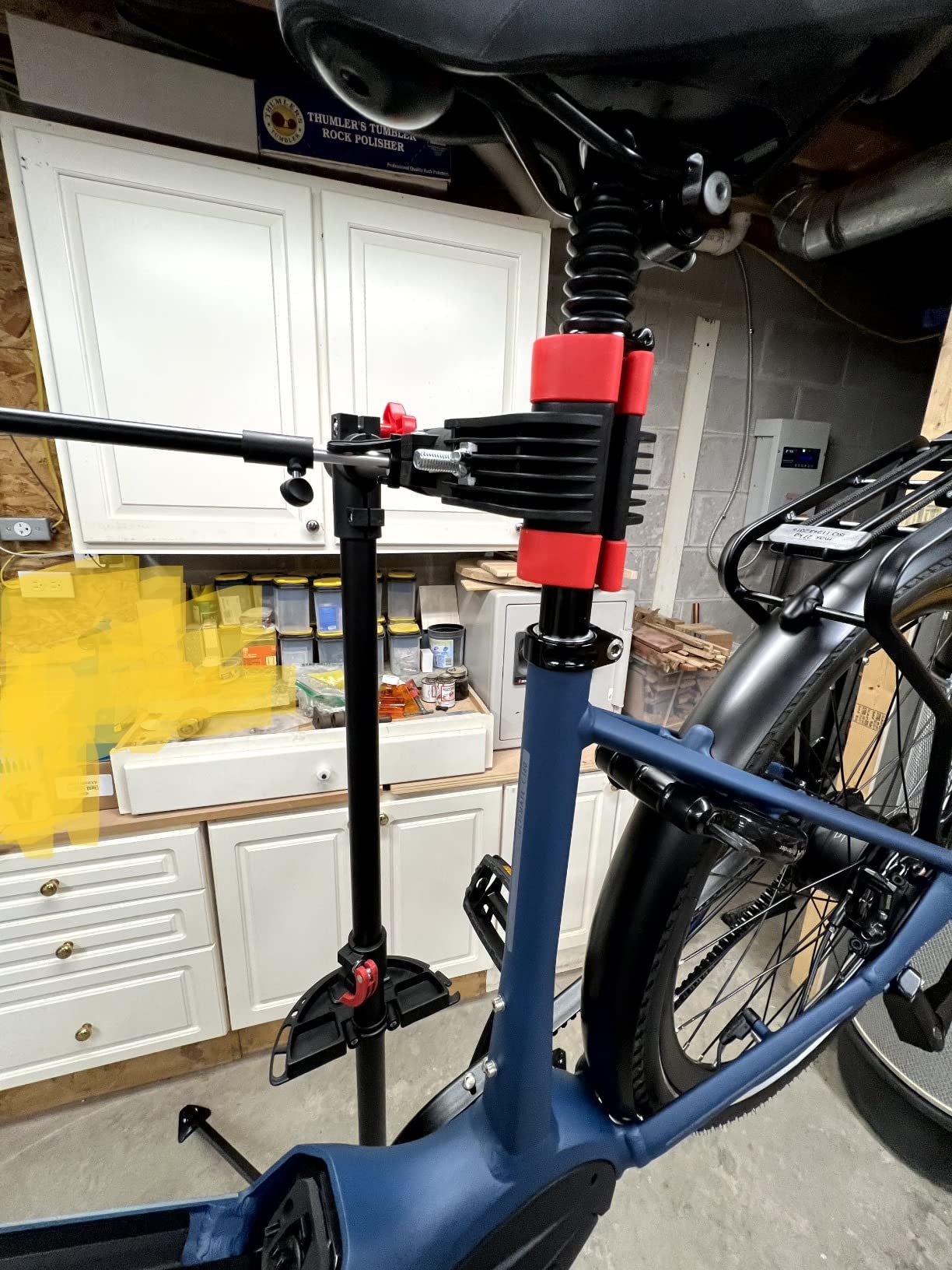 Yaheetech Bike Repair Stand - Height Adjustable Bicycle Workshop Stand with Tool Tray for Road & Mountain Bikes, Red/Blue customer photo 2