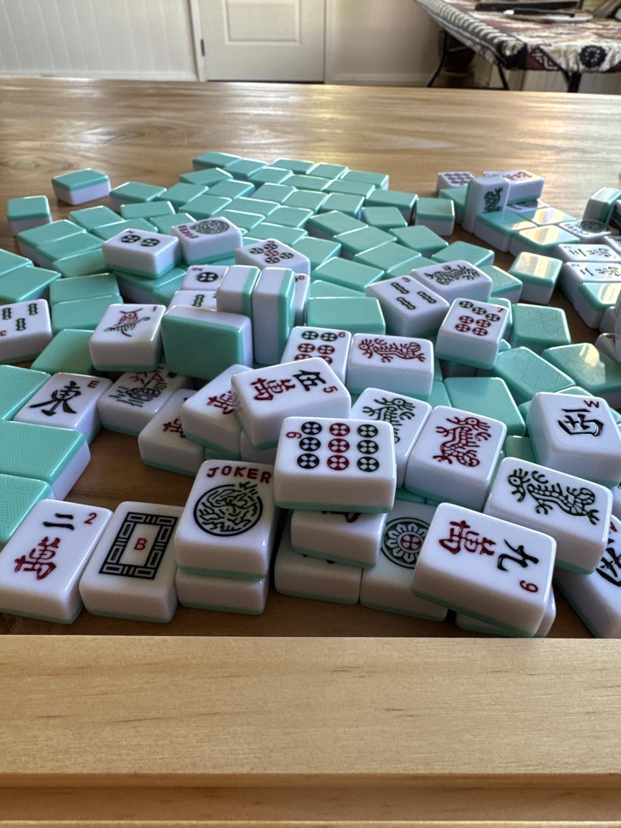 Yellow Mountain Imports American Mahjong Set, Mojave (Ivory) with Brown Soft Case, All-in-One Racks with Pushers, Wright Patterson Scoring Coins, Dice, & Wind Indicator customer photo 1