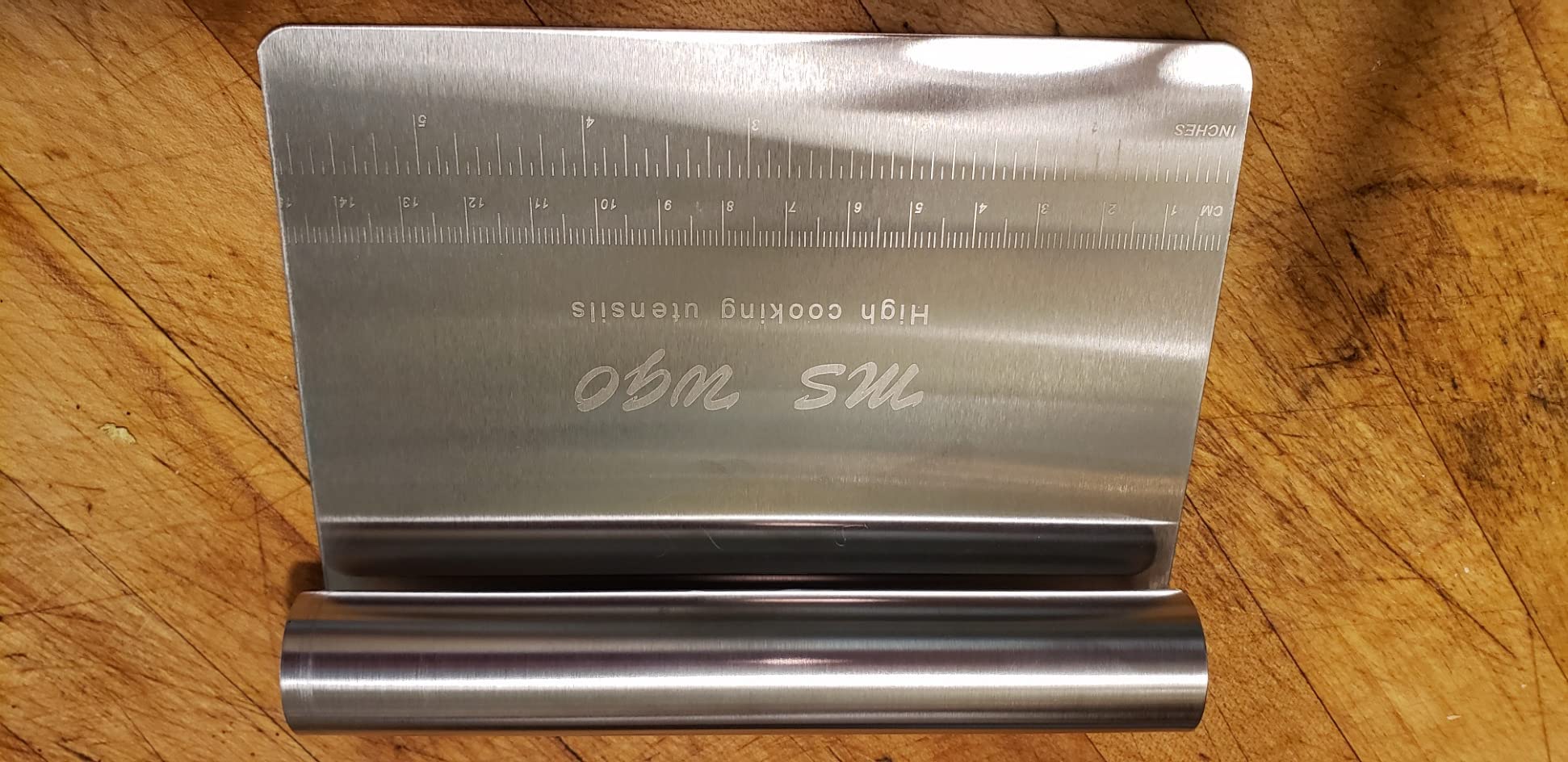 Pro Dough Pastry Scraper/Cutter/Chopper Stainless Steel Mirror Polished with Measuring Scale Multipurpose - Pastry Bread Separator Scale Knife customer photo 2