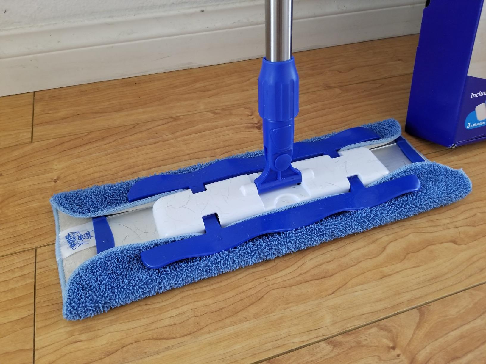 MR.SIGA Professional Microfiber Mop for Hardwood, Laminate, Tile Floor Cleaning, Stainless Steel Telescopic Handle - 3 Reusable Flat Mop Refills and 1 Dirt Removal Scrubber Included customer photo 2