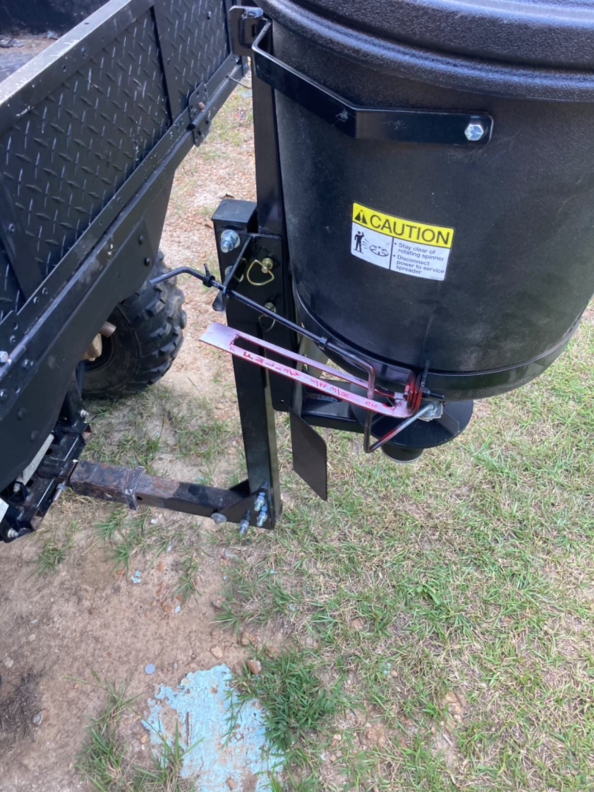 Buyers Products UTVS16 UTV/ATV Broadcast Spreader, 150 lb Capacity, Receiver Hitch Mount, for Salt, Grass, Seed, Fertilizer & Feed, Adjustable Flow Gate, 12V Motor, Poly Hopper w/ Lid, All-Season Use customer photo 2