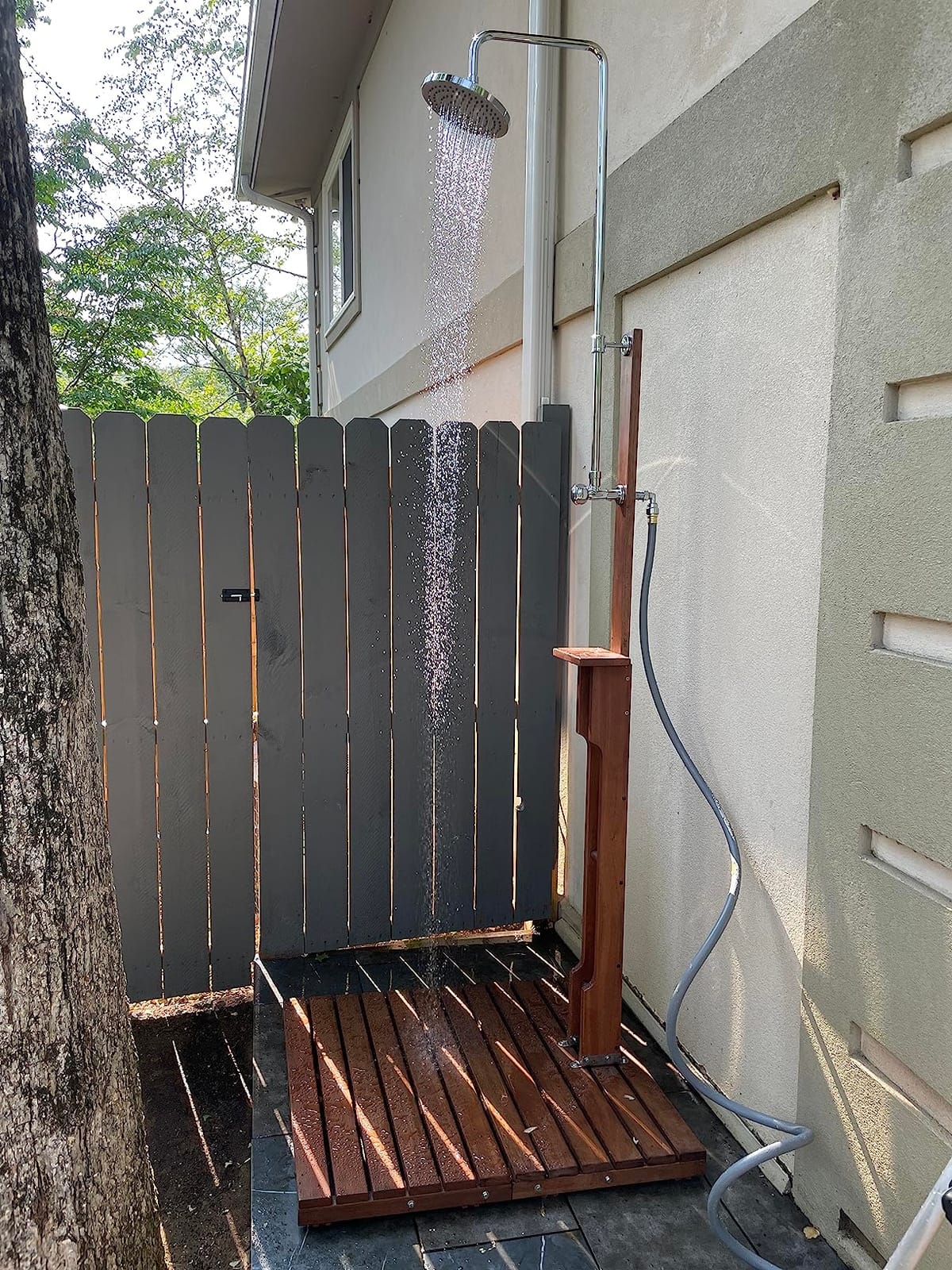 SEI Furniture Rain-Style Outdoor Shower, Oiled Eucalyptus - Natural customer photo 2