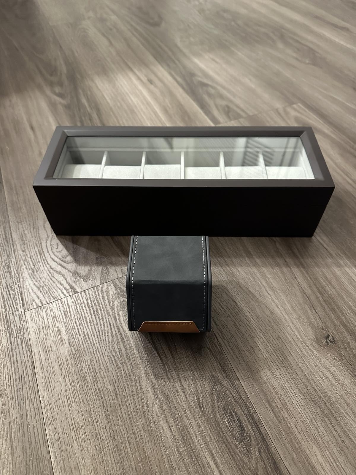 CASE ELEGANCE 6-Slot Solid Wood Watch Box for Men - Real Glass Display Top, Magnetic Closure & Pillow Stands | Watch Organizer Display Case | Gift for Him | Espresso customer photo 2