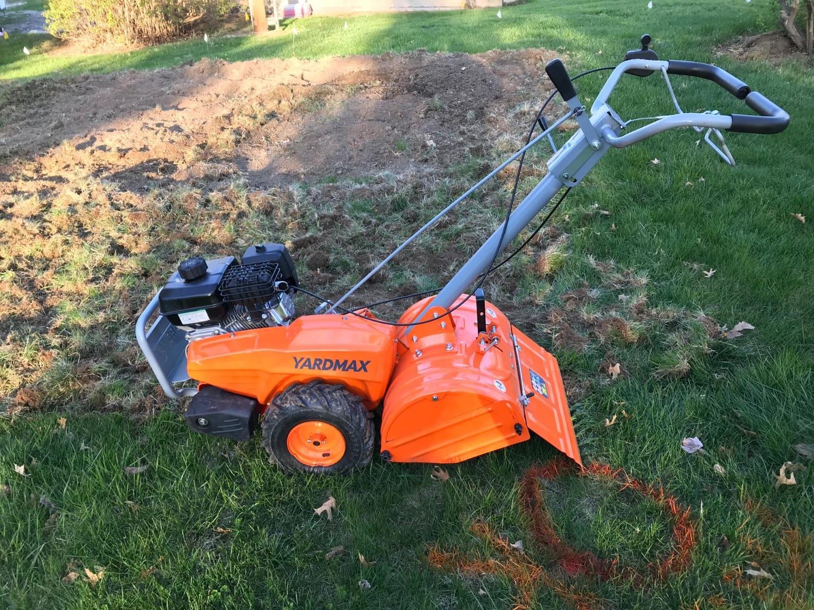YARDMAX 18 in. 212 cc Gas OHV Engine Rear Tine Tiller with Dual Rotating Tilling customer photo 2