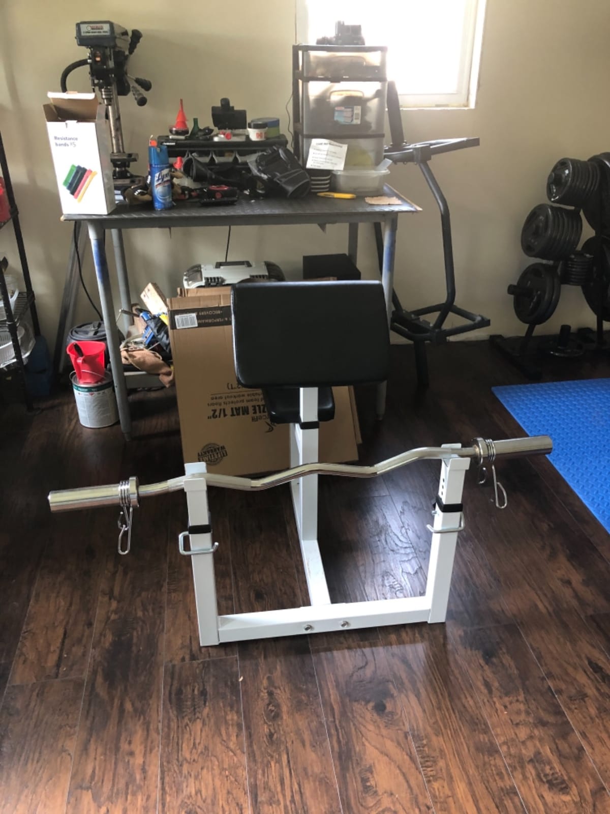 F2C Preacher Curl Bench, Adjustable Arm Curl Weight Bench for Isolated Bicep and Tricep Strength Training, 550 LBS Capacity Home Gym Equipment with Barbell Rack and Dumbbell Station, Seated Workout Bench customer photo 2