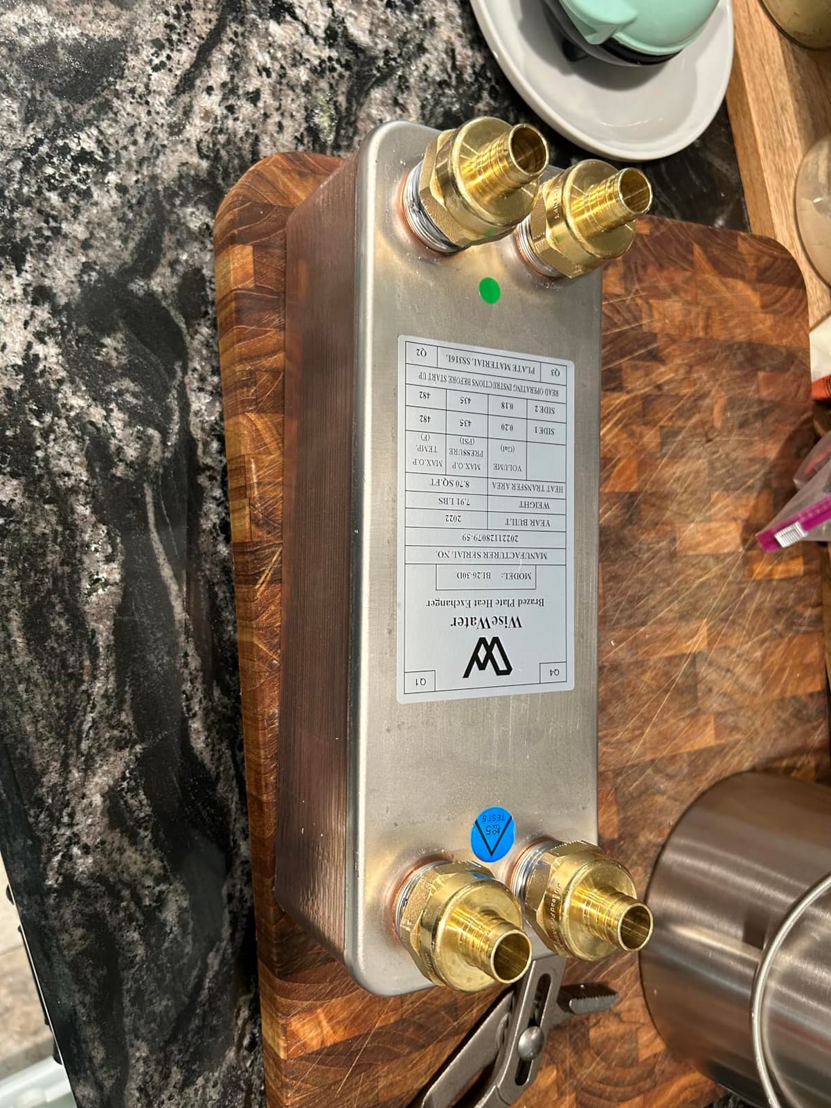 AB Plate Heat Exchanger, 4 x 12 Inch, 30 Plates, 316L SS, Copper Brazed | UL Certified; sealed, compact design for reliable heat transfer in hydronic heating, water heating and snow melting systems. customer photo 1