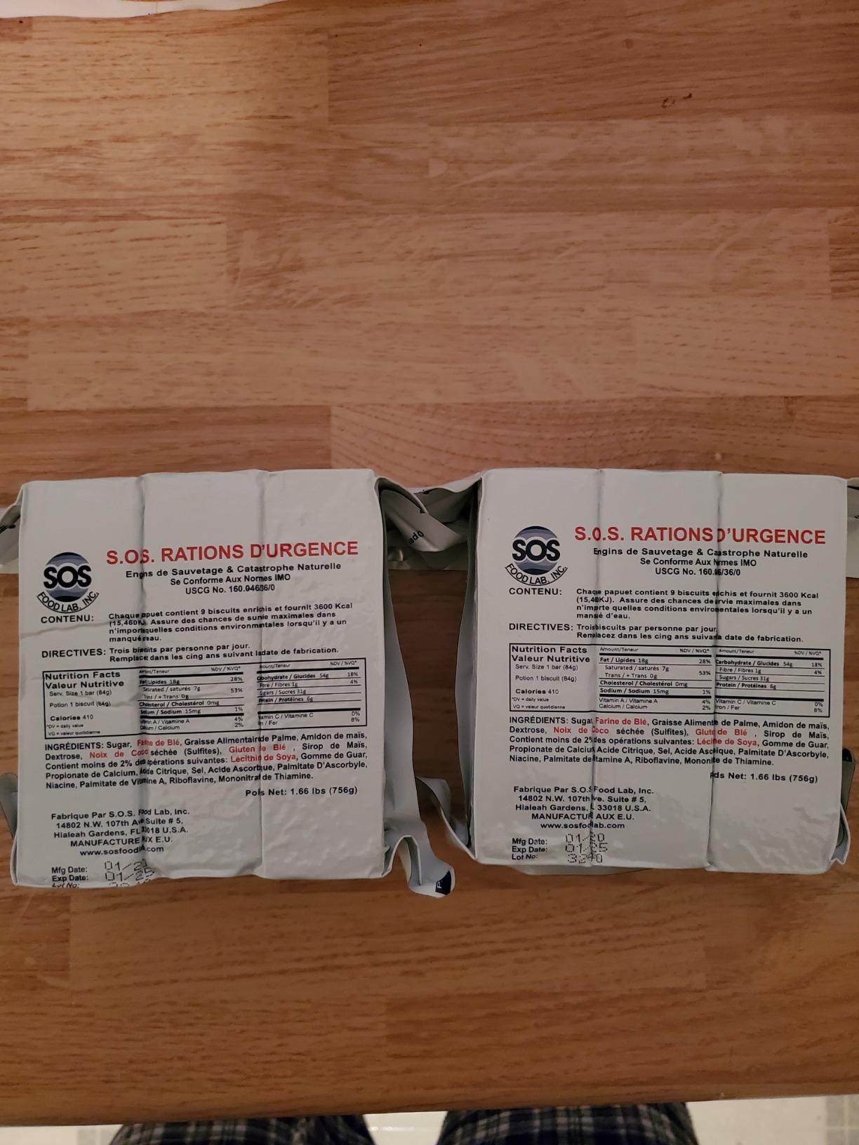 SOS Food Labs, Inc. S.O.S. Rations Emergency 3600 Calorie Food bar - 3 Day/ 72 Hour Package with 5 Year Shelf Life customer photo 1