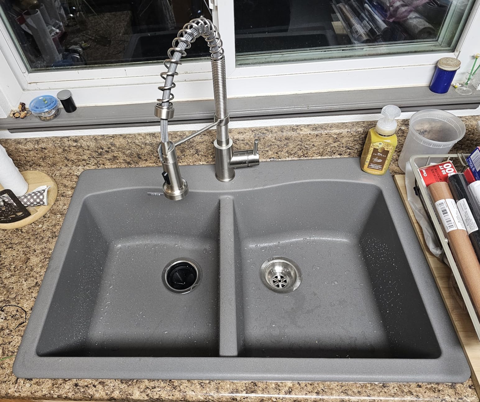 KRAUS Forteza 33-inch Drop in/Undermount 50/50 Double Bowl Granite Kitchen Sink in Black, KGD-52BLACK customer photo 1