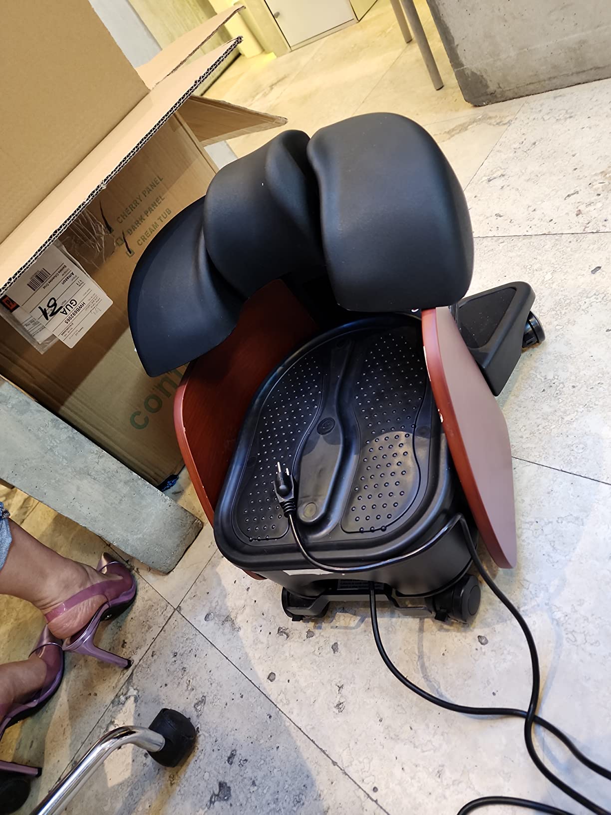 Continuum PediCute Professional Portable Pedicure Foot Spa, Black | No Plumbing Required, Removable 1.5-Gallon Tub, Heat and 3-Level Vibration, Adjustable Footrest, Locking Casters, Salon Use customer photo 2
