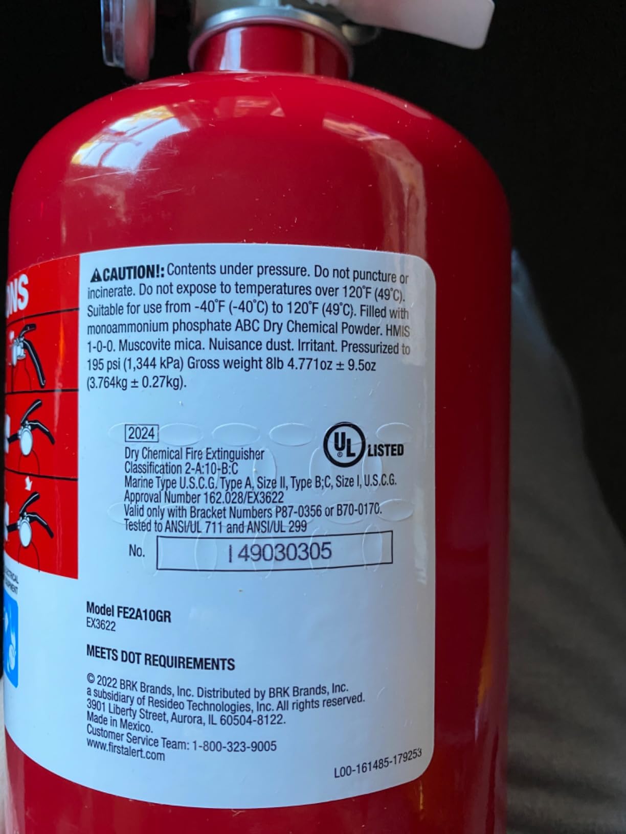 First Alert Fire Extinguisher for Home & Commercial Use, Heavy Duty Rechargeable Compliance Unit, UL RATED 2-A:10-B:C, HOME2PRO, Red, 1-Pack customer photo 2