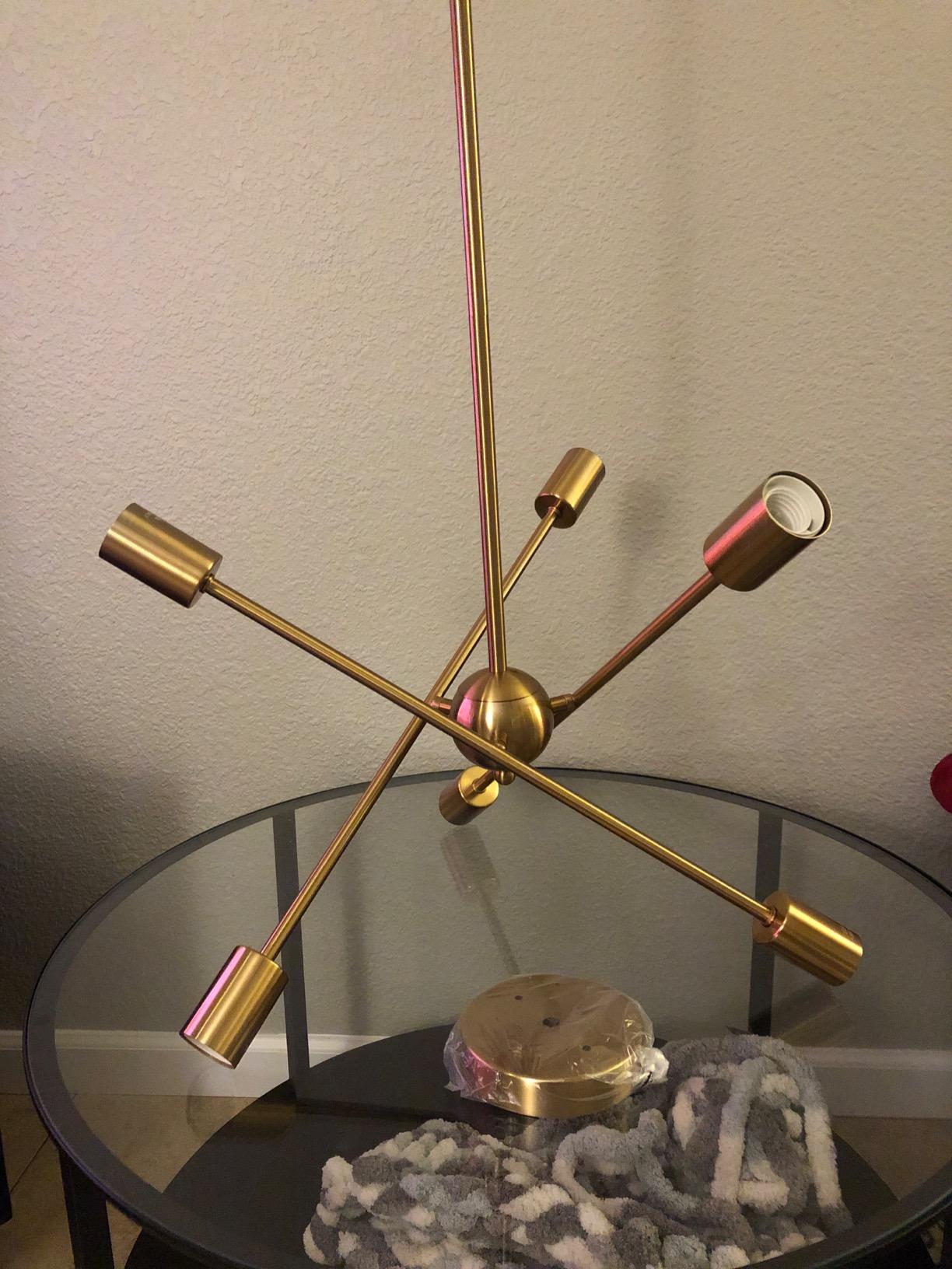 BONLICHT Modern Sputnik Chandelier Lighting 6 Lights Brushed Brass Chandelier Mid Century Pendant Lighting Gold Ceiling Light Fixture for Hallway Bar Kitchen Dining Room customer photo 1