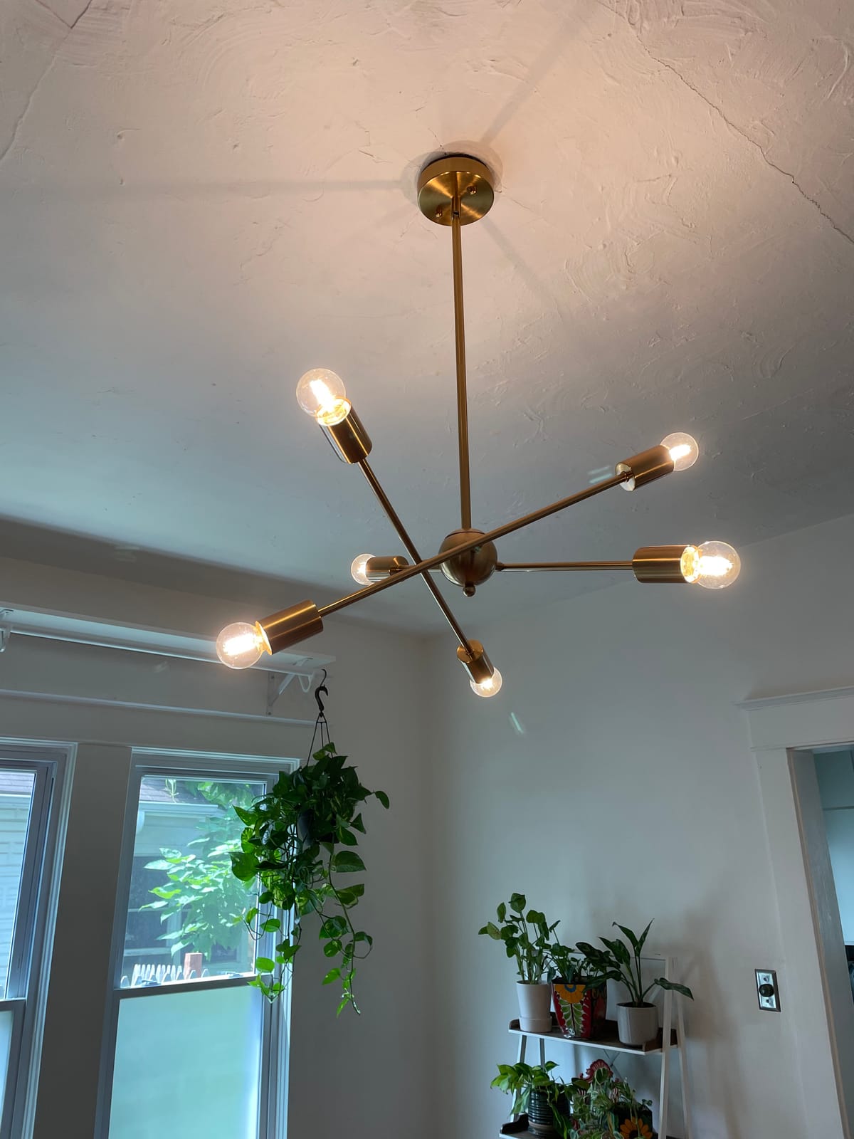 BONLICHT Modern Sputnik Chandelier Lighting 6 Lights Brushed Brass Chandelier Mid Century Pendant Lighting Gold Ceiling Light Fixture for Hallway Bar Kitchen Dining Room customer photo 2