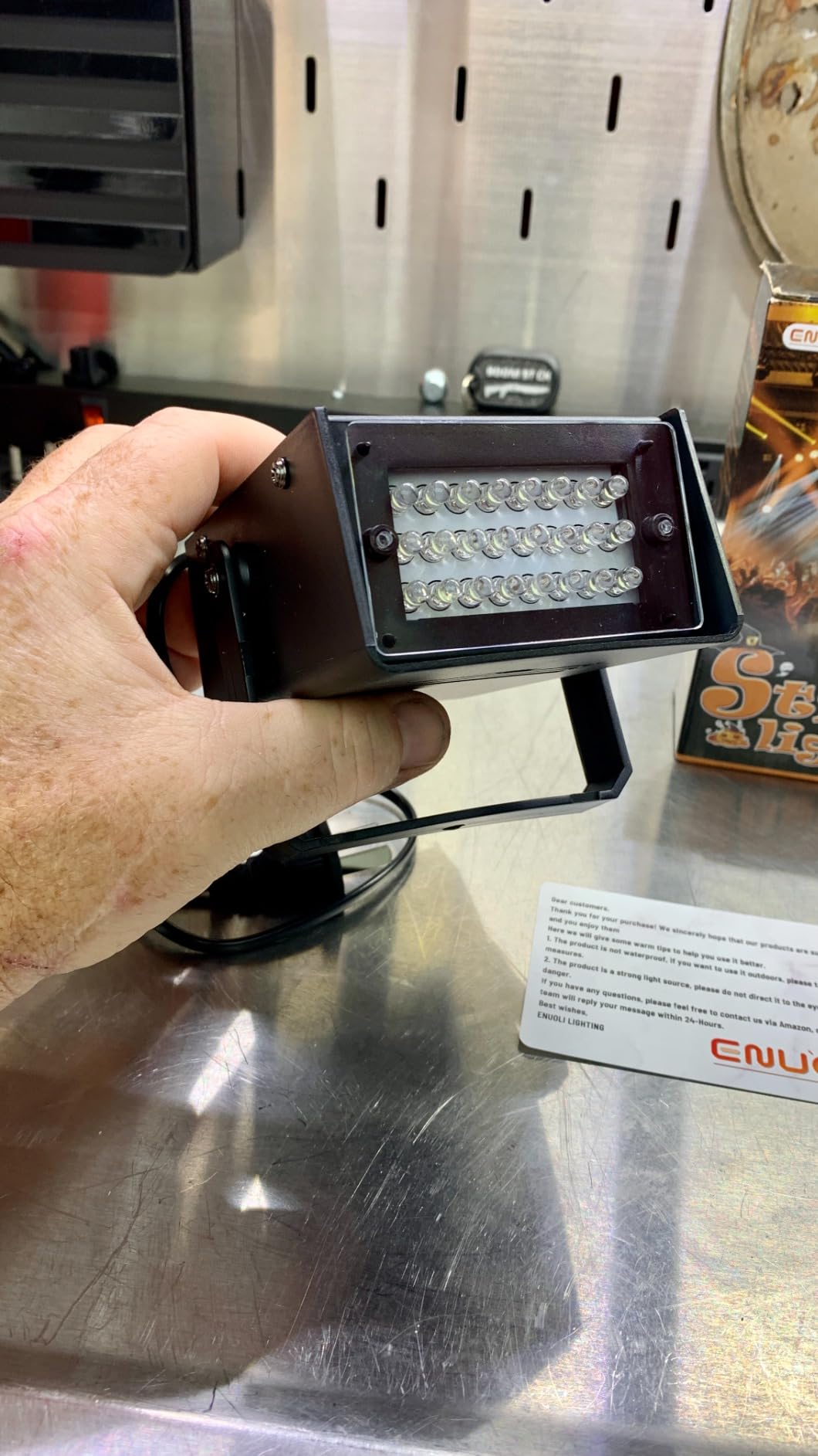 ENUOLI Mini LED Strobe Light White Color with 24 Super Bright LED Variable Speed Control for Christmas Clubs Stage Light Effect DJ Disco Bars Parties Halloween customer photo 1