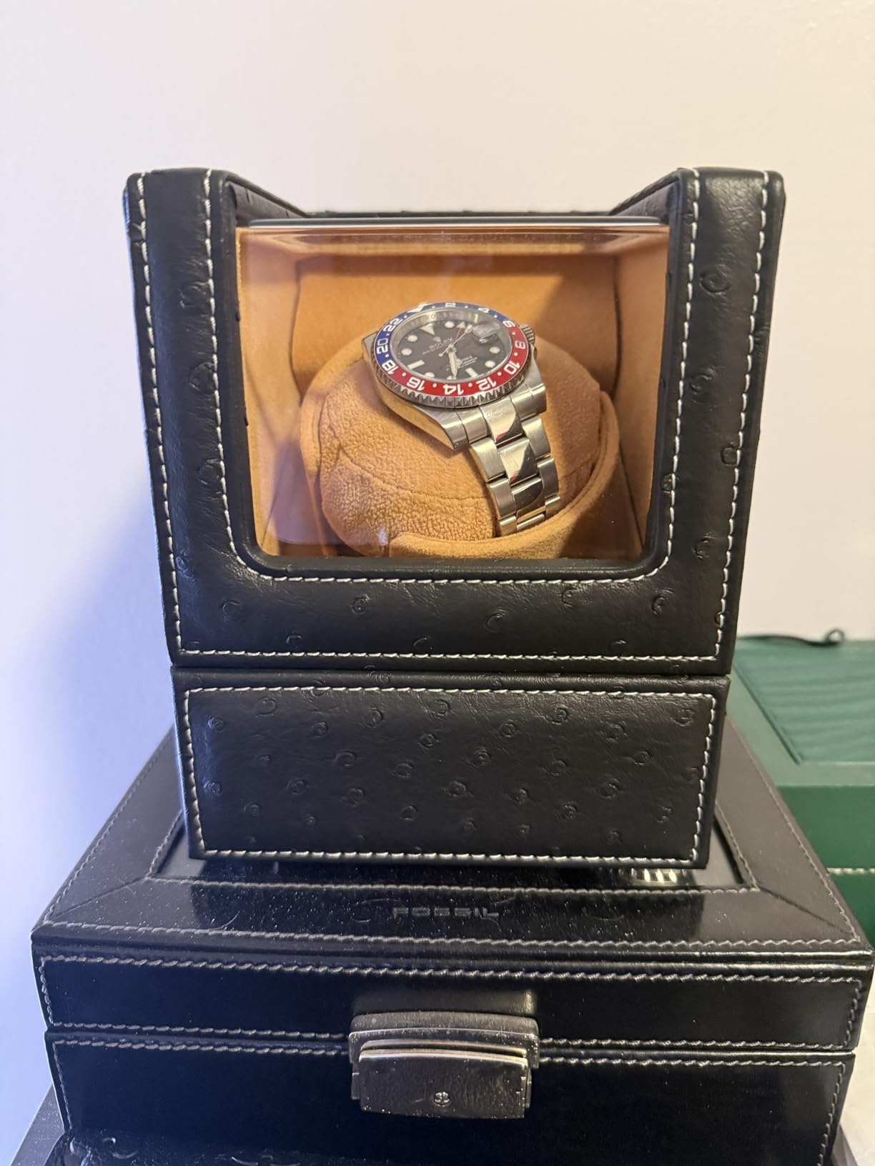 DRIKLUX Automatic Single Watch Winder, Black Ostrich Leather | For Rolex and Other Luxury Watches, Quiet Motor, Soft Flexible Watch Pillows of Camel Velvet customer photo 1
