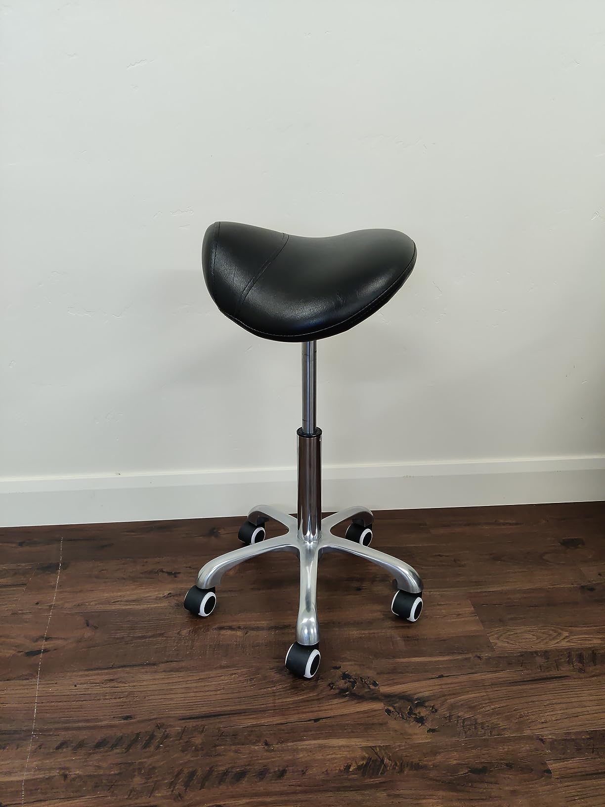 Antlu Saddle Stool Rolling Chair for Medical Massage Salon Kitchen Spa Drafting, Adjustable Hydraulic Stool with Wheels (Without Backrest, Black) customer photo 2