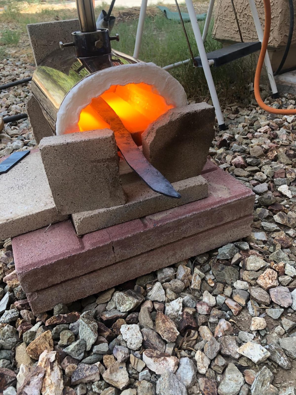 Propane Gas Forge Single Burner - Portable Farrier Blacksmithing Forge Kit | for Knife Making Professionals Artists Hobbyists Forging Blacksmith Tools Equipment Stainless Steel Oval Forge (Complete kit) customer photo 2