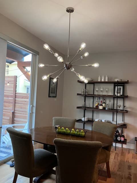 12-Light Gold Sputnik Chandelier, Mid Century Modern Ceiling Light Fixture | Gold Electroplated Finish, Pre-Wired Arms, Adjustable Rods, E26 Bulbs, Dimmable, Dining Room, Living Room, Entryway, Foyer customer photo 1