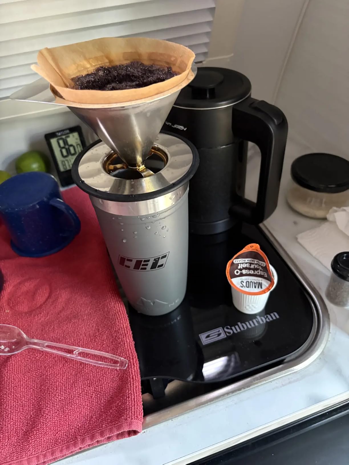 LHS Pour Over Coffee Dripper Stainless Steel Coffee Filter Metal Cone Filter Paperless Reusable Coffee Filter Single Cup Coffee Maker 1-2 Cup With Non-slip Cup Stand and Cleaning Brush customer photo 1