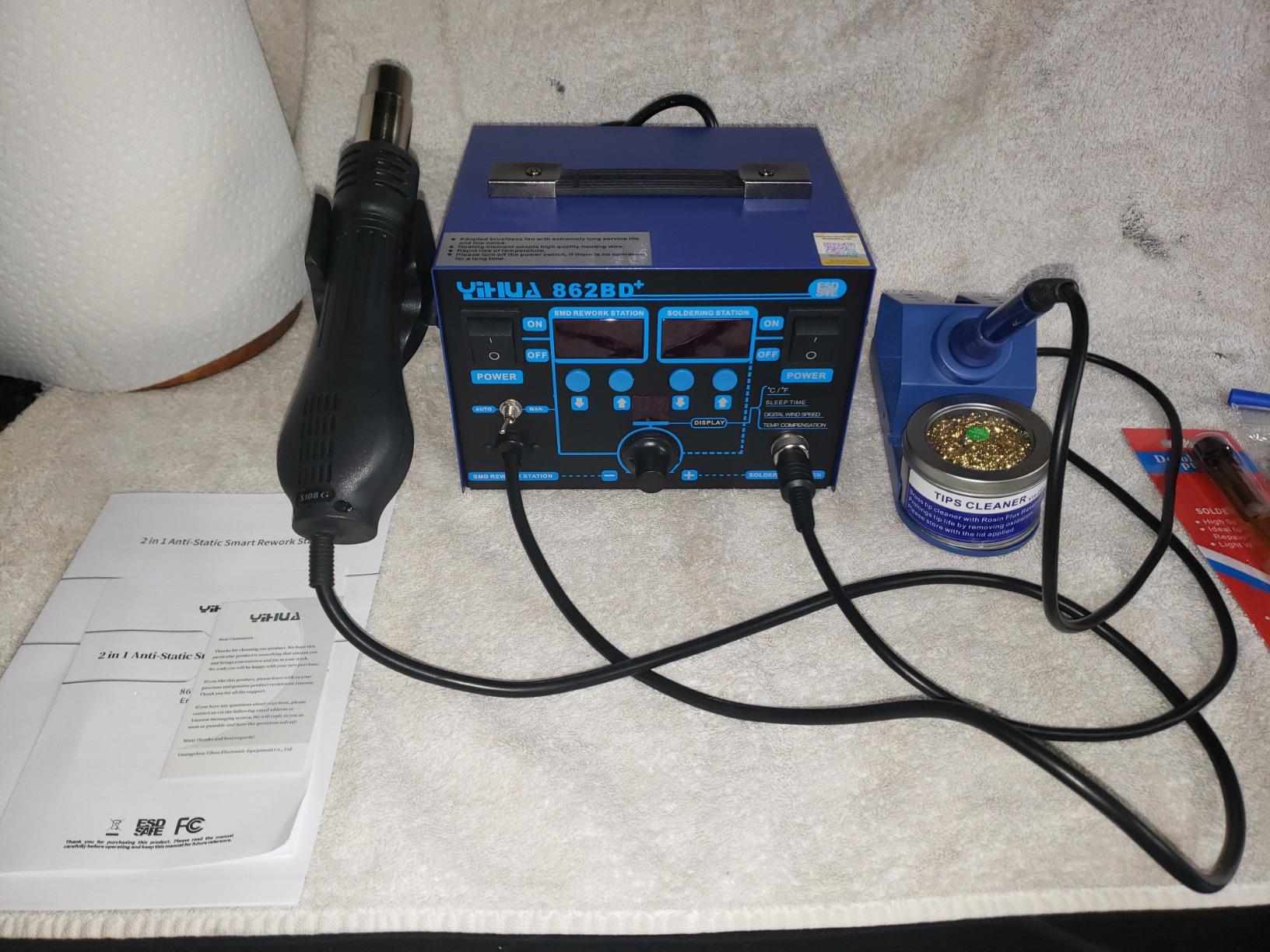 YIHUA 862BD+ SMD ESD Safe 2 in 1 Soldering Iron Hot Air Rework Station °F /°C with Multiple Functions customer photo 1