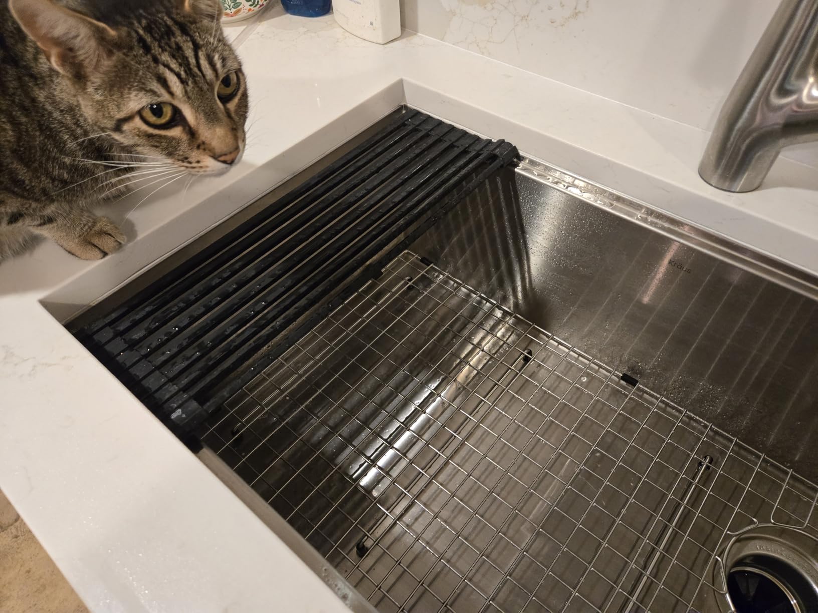 KRAUS Stainless Steel 32 in Undermount Kitchen Sink KWU110-32 | 16-gauge TRU16 steel, integrated ledge for accessories, cutting board and roll-up rack included, NoiseDefend soundproofing customer photo 1