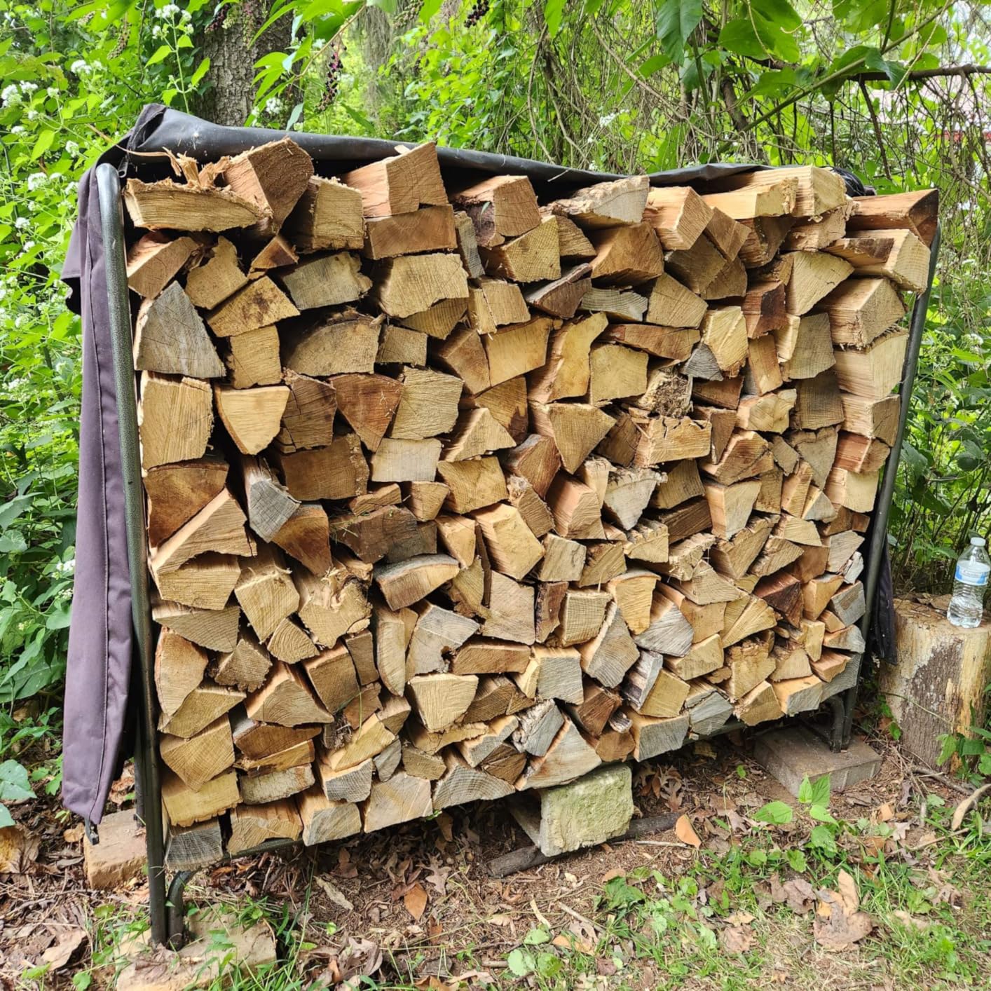 VIVOHOME 4 ft Heavy Duty Firewood Rack Outdoor with Cover, Black | Fire Wood Storage Rack, Log Holder and Cover Combo Set with Zipper customer photo 1