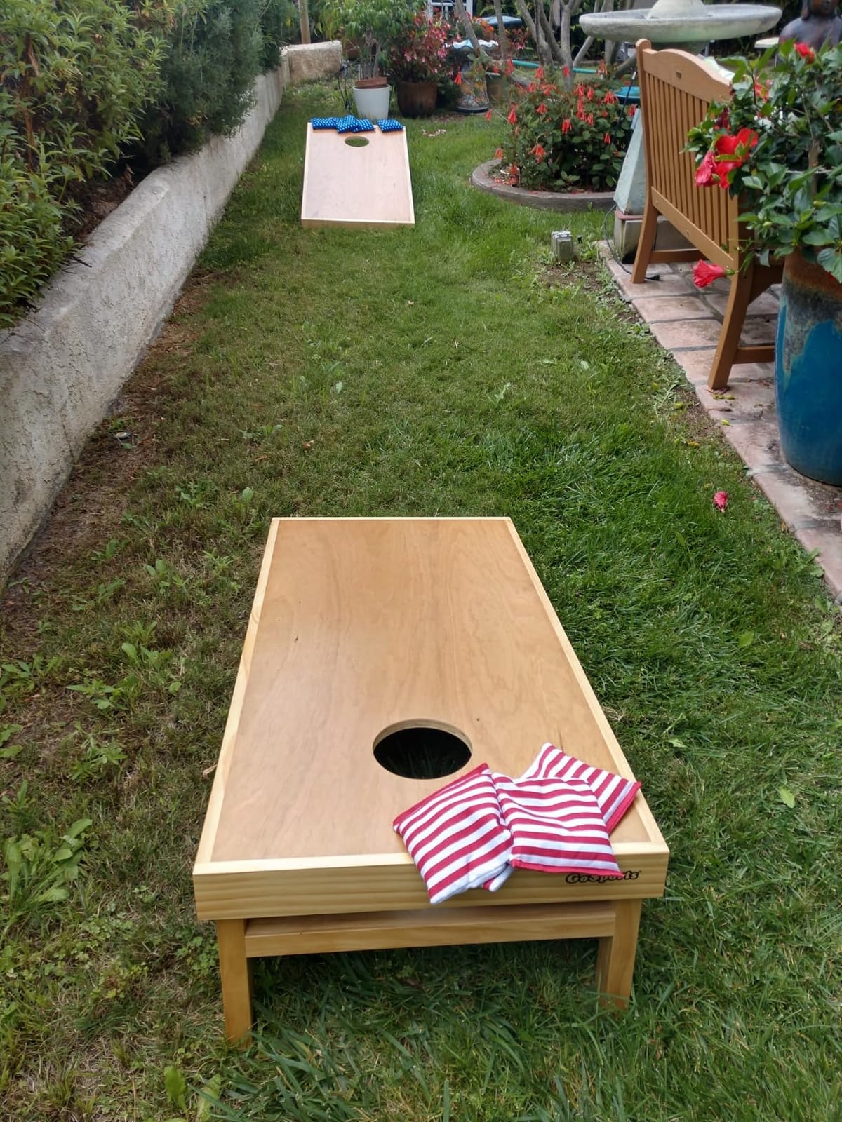 GoSports 4 ft x 2 ft Commercial Grade Cornhole Boards Set - Natural Wood Cornhole Boards, Choose from Different Bean Bag Color Combinations customer photo 1
