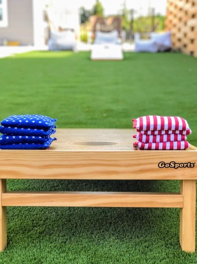 GoSports 4 ft x 2 ft Commercial Grade Cornhole Boards Set - Natural Wood Cornhole Boards, Choose from Different Bean Bag Color Combinations customer photo 2