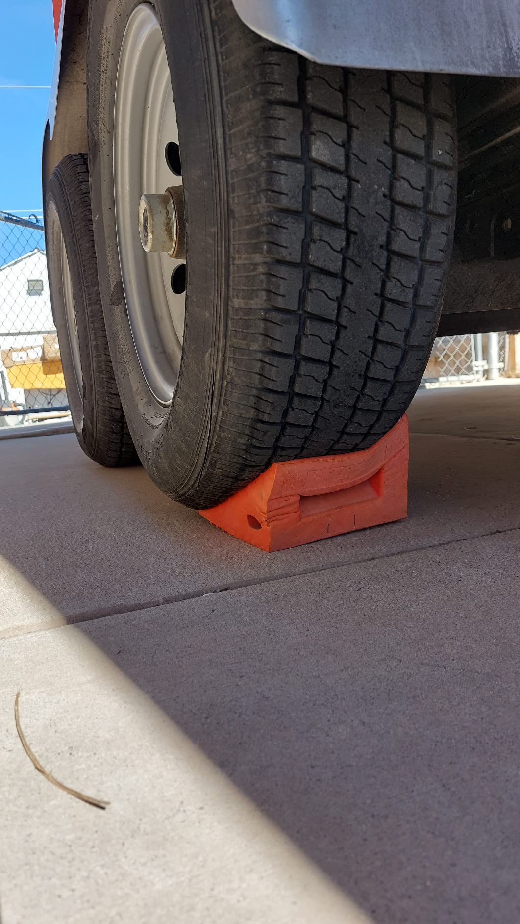 SECURITYMAN Heavy Duty Wheel Chocks (2 Pack) - Durable, Non-Slip, Solid Rubber Wheel Chocks for Boat Trailers, RV, Truck, Camper - Orange customer photo 1