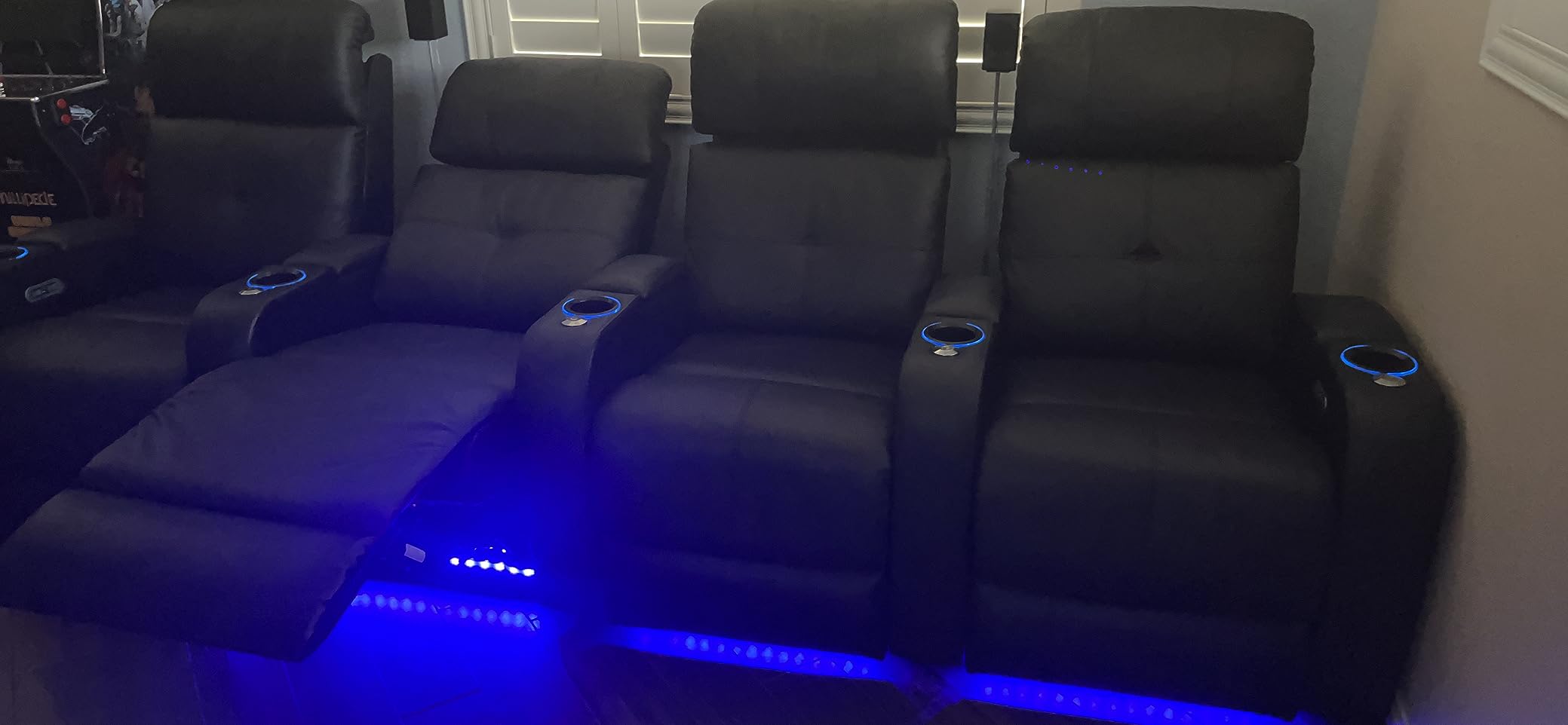 Valencia Verona Power Headrest Home Theater Seating - Top Grain Nappa Leather 9000 - Power Adjustable Headrest, USB-C Fast Charging, LED Cup Holders (Row of 5) customer photo 1