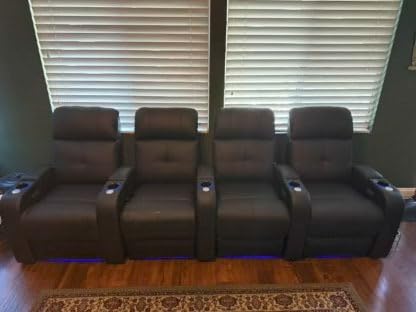 Valencia Verona Power Headrest Home Theater Seating - Top Grain Nappa Leather 9000 - Power Adjustable Headrest, USB-C Fast Charging, LED Cup Holders (Row of 5) customer photo 2