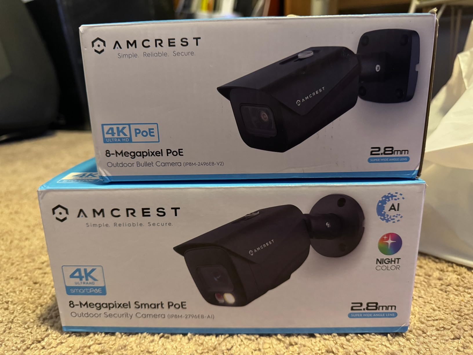 Amcrest UltraHD 4K (8MP) IP PoE AI Camera, FOV 129°, 49ft Color Nightvision, Security Outdoor Bullet Camera, Human & Vehicle Detection, Active Deterrent, 4K @15fps, IP8M-2796EW-AI (White) customer photo 2