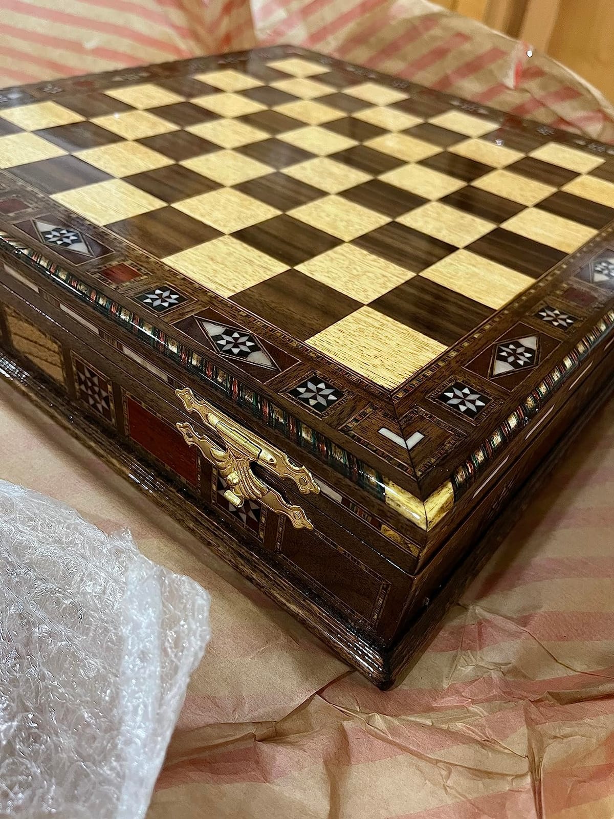 Medieval British Army Antique Copper Metal Chess Set for Adults,Handmade Pieces and Natural Solid Wooden Chess Board with Storage Inside King 3.35inc customer photo 2
