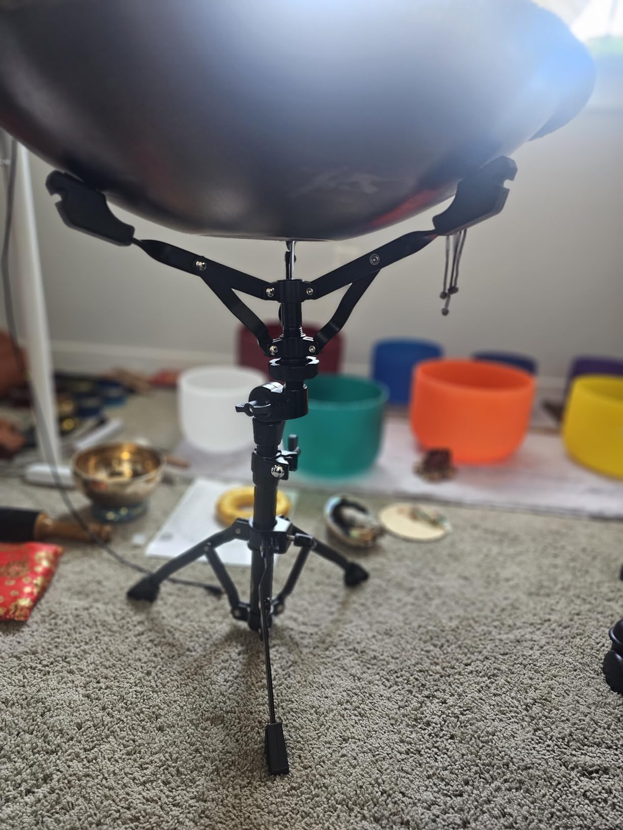 Meinl Sonic Energy Handpan Drum Stand with Tripod Base, Black Plated Steel - Securely Holds Your Instrument - NOT Made in China - Height & Angle Adjustable, 2-Year Warranty (HPS-S) customer photo 2