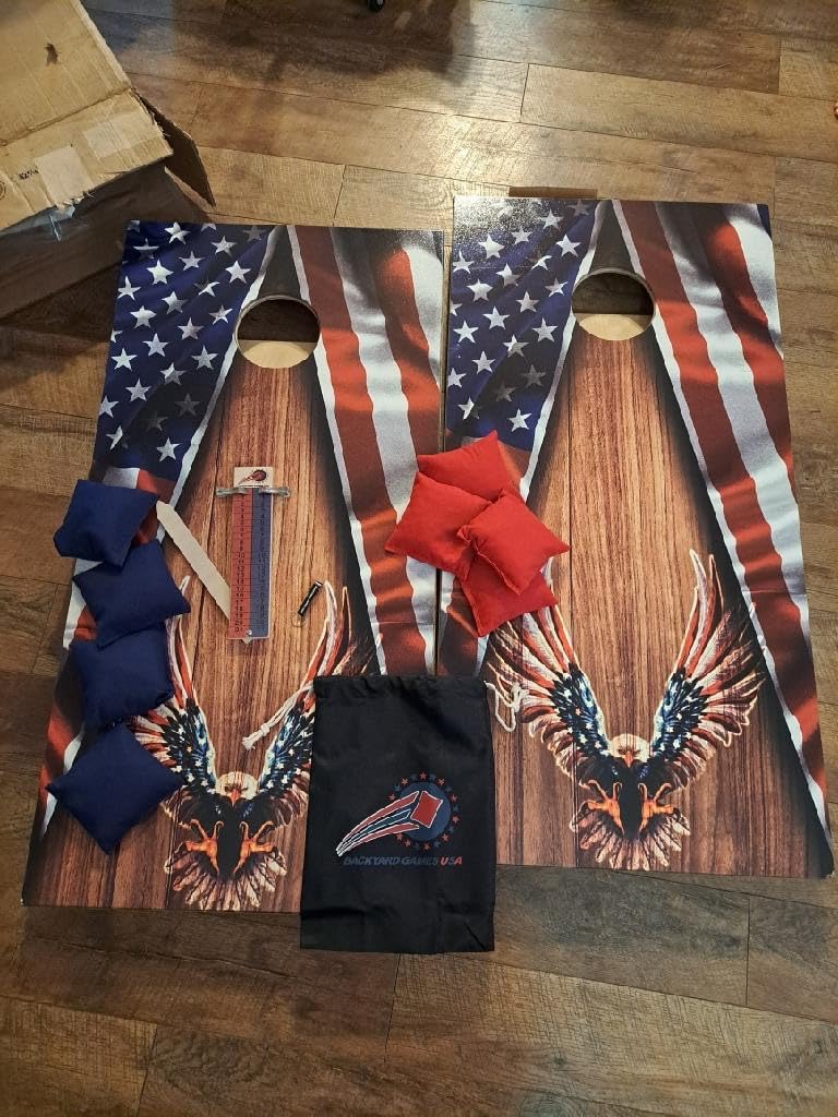 CornholeGamesUSA Pro Cornhole Boards Set | Made in USA | 3/4 Baltic Birch | No Bounce | Triple Thick Legs | Two Brace & Handles, Tournament 2x4 Regulation Set with Score Tower & Cornhole Bags customer photo 2