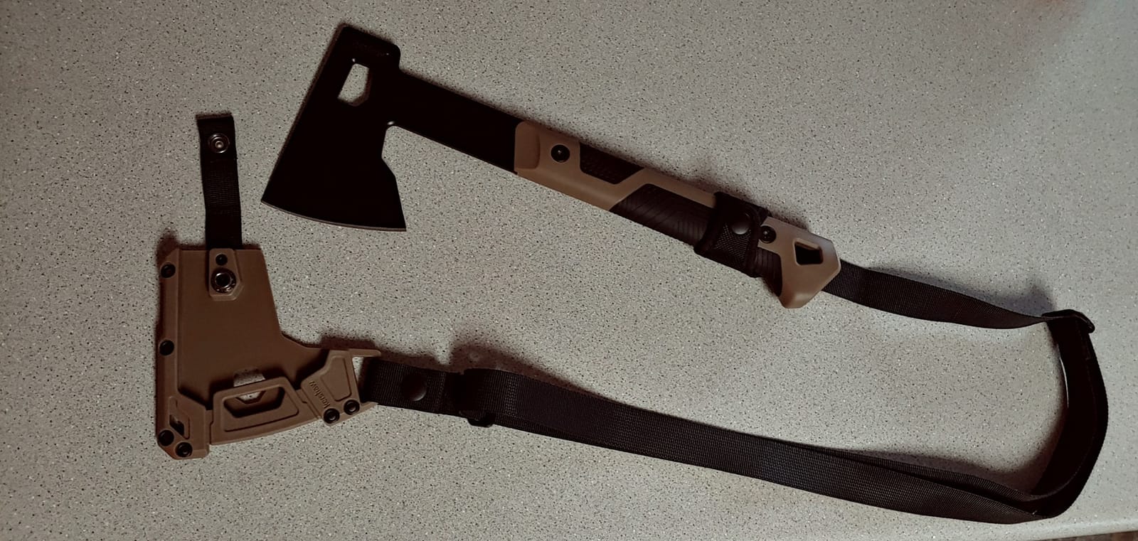Kershaw Deschutes Skinner Hatchet Camp Ax, Tan Design, 14 Inch Overall Length, Stainless Steel Fixed Head, Full Tang, EDC, Molded Sheath with Straps, Hatchet Axe for Camping, Backpacking and More customer photo 2
