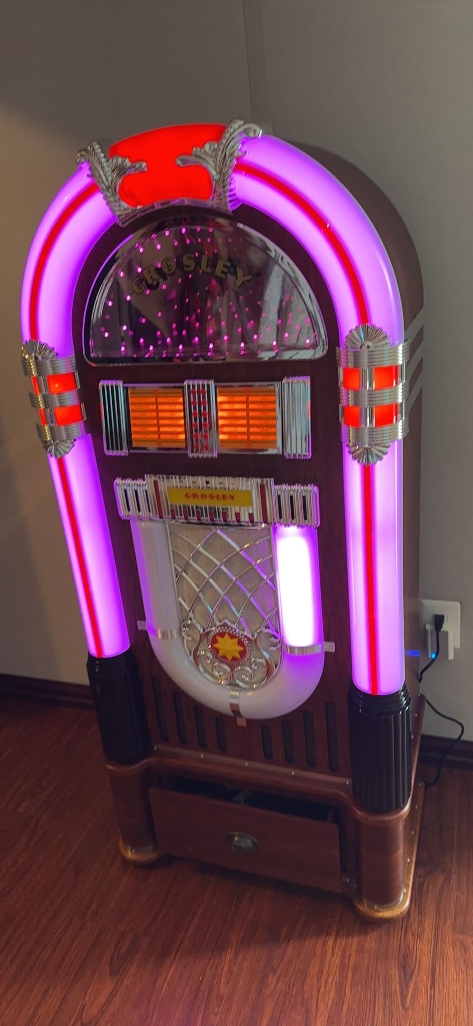 Crosley CR1215A-WA Jukebox, Includes AM/FM Radio & Bluetooth Receiver & CD Player with ST15-WA Stand Included - Walnut customer photo 1