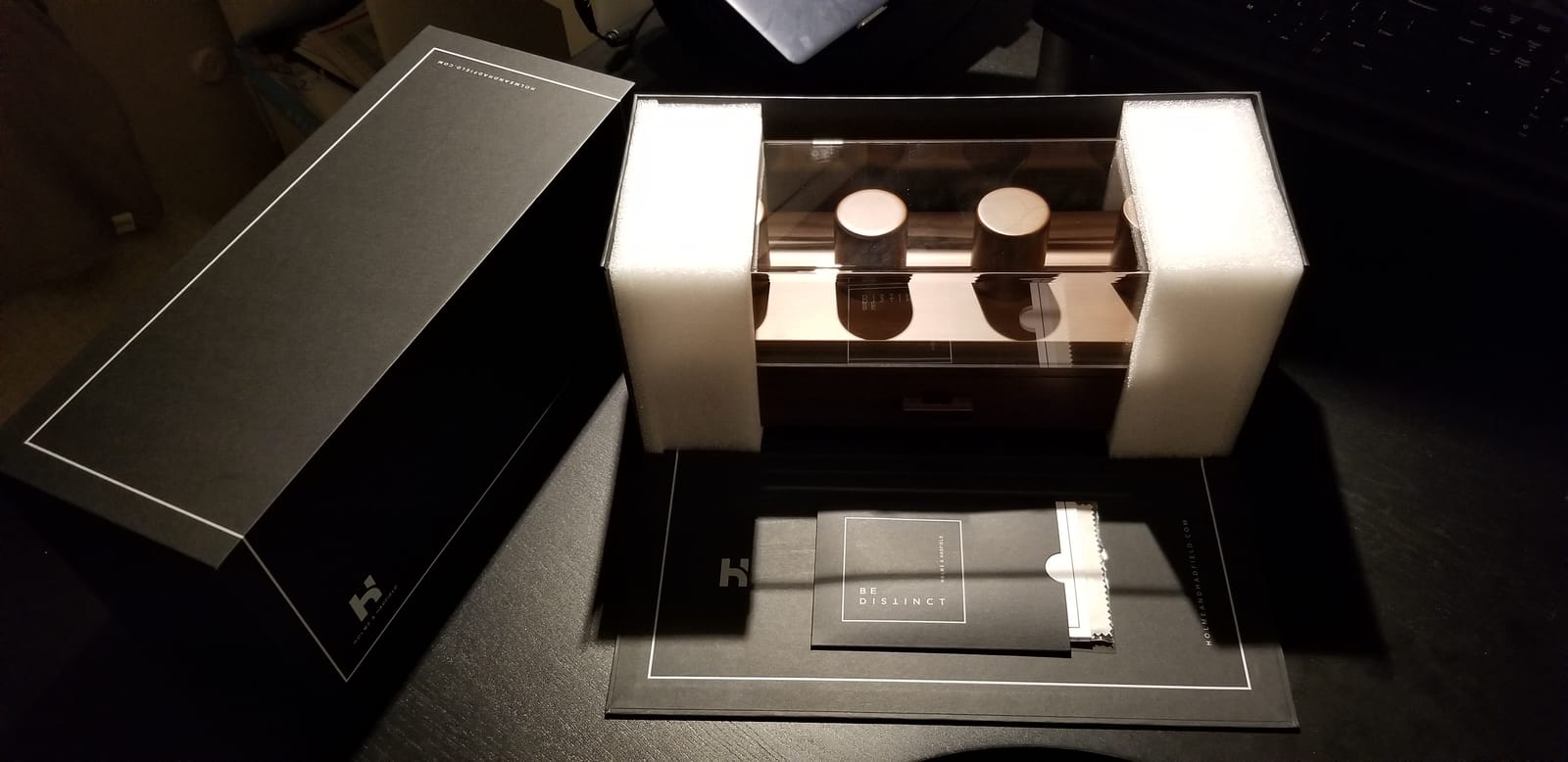 Holme & Hadfield 4 Slot Luxury Watch Display Case with Hinged Cover, Drawer customer photo 2