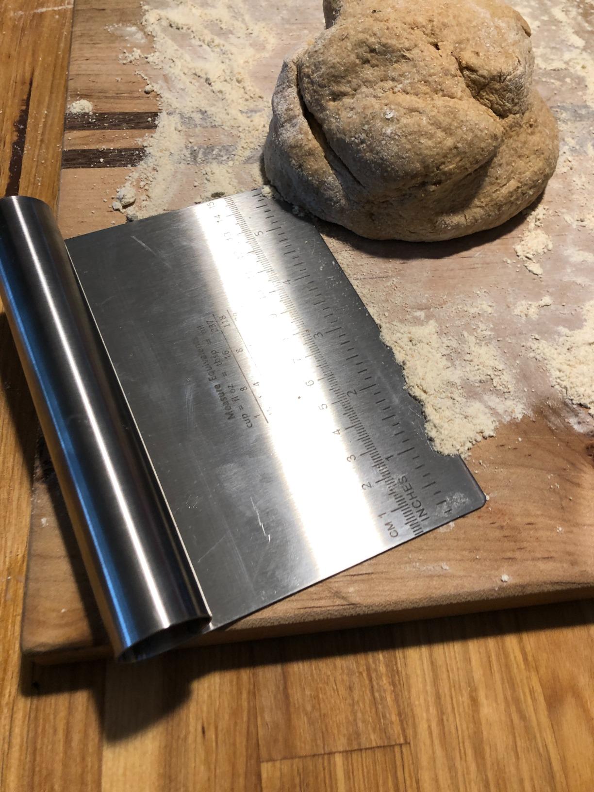 Pro Dough Pastry Scraper/Cutter/Chopper Stainless Steel Mirror Polished with Measuring Scale Multipurpose - Pastry Bread Separator Scale Knife 2PCS customer photo 2