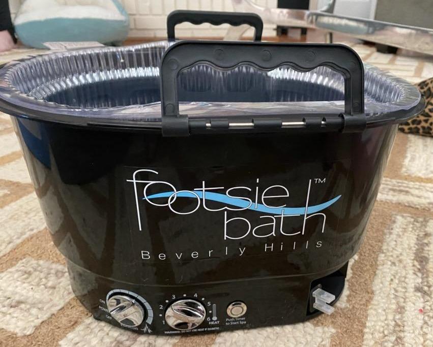 Footsie Bath Pedicure Foot Spa Bowl with 5 Liners, Vibration & Timer | Maintains consistent water temperature with hygienic disposable liners, a retractable cord and a roomy basin customer photo 1