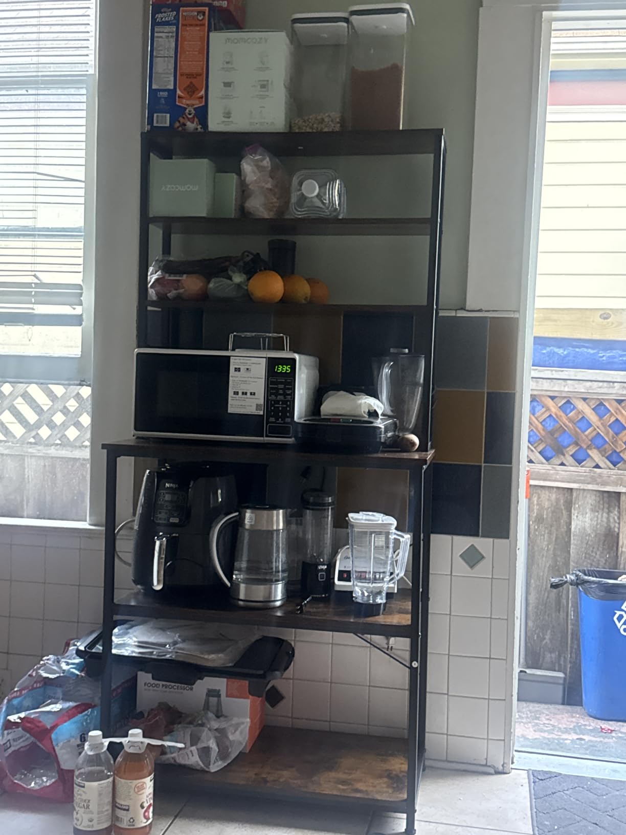 VASAGLE Coffee Bar, 31.5 Inches Baker's Rack for Kitchen with Storage, 6-Tier Kitchen Shelves with 6 Hooks, Microwave Stand, Industrial, Rustic Brown and Ink Black customer photo 1