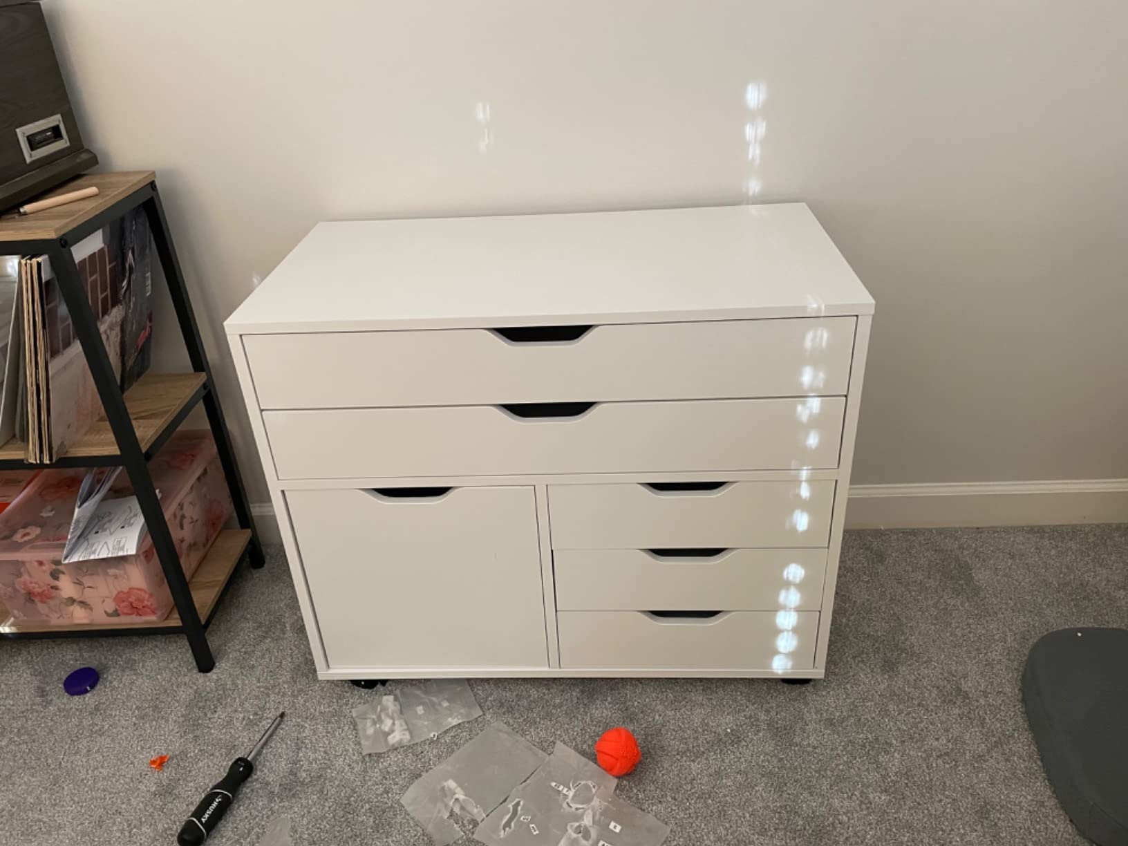 Winsome Halifax Mobile Storage Cabinet with 1 Door & 5 Drawers, White customer photo 1