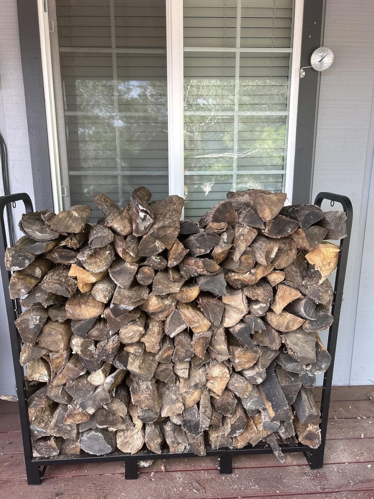 Firewood Rack Outdoor 8ft Heavy Duty Logs Holder for Indoor Fireplace Metal Wood Pile Storage Stacker Organizer, Matte Black customer photo 1